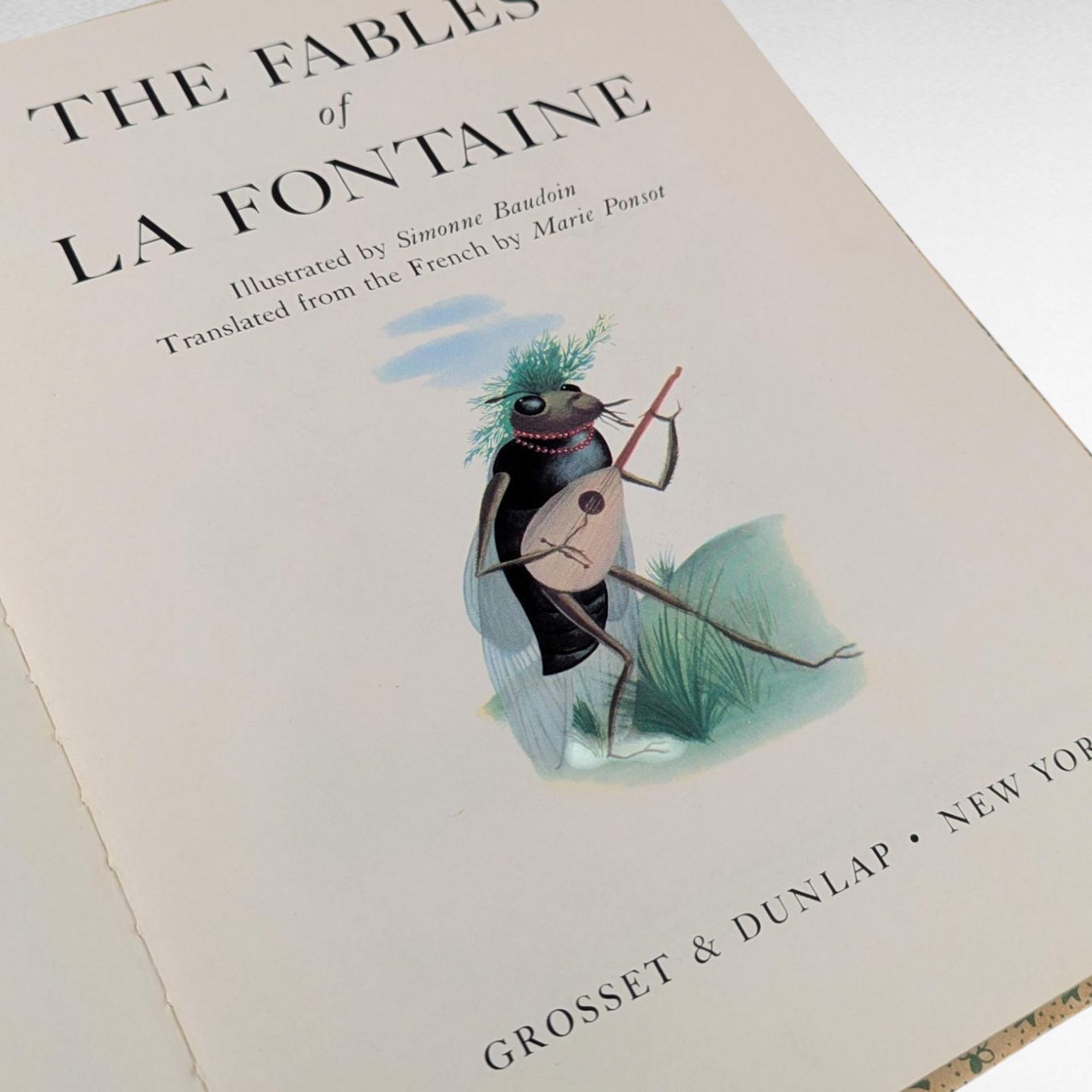 1957 La Fontaine Fables, Illustrated Hardcover Book, Vintage Children's Stories, Gift for Book Lovers