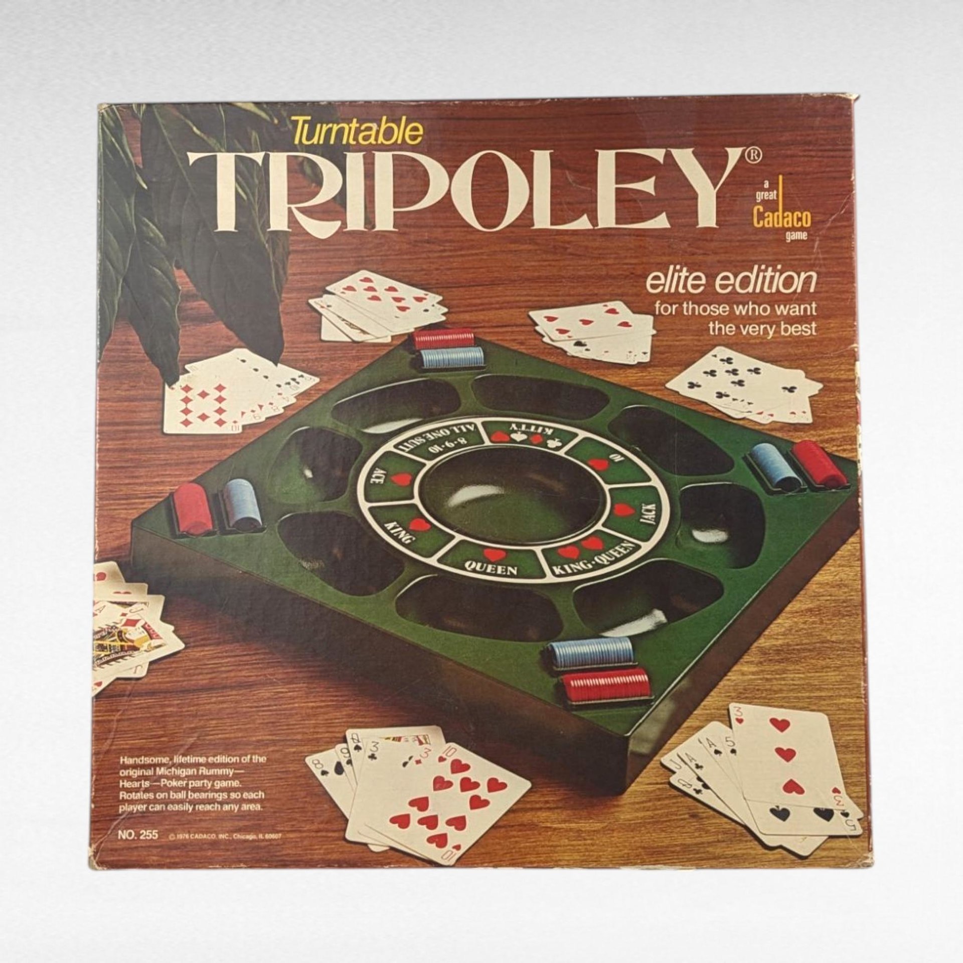 1976 Turntable Tripoley, Elite Edition, Cadaco, Rotating Board Game, Vintage Card Game, Gift for Game Night