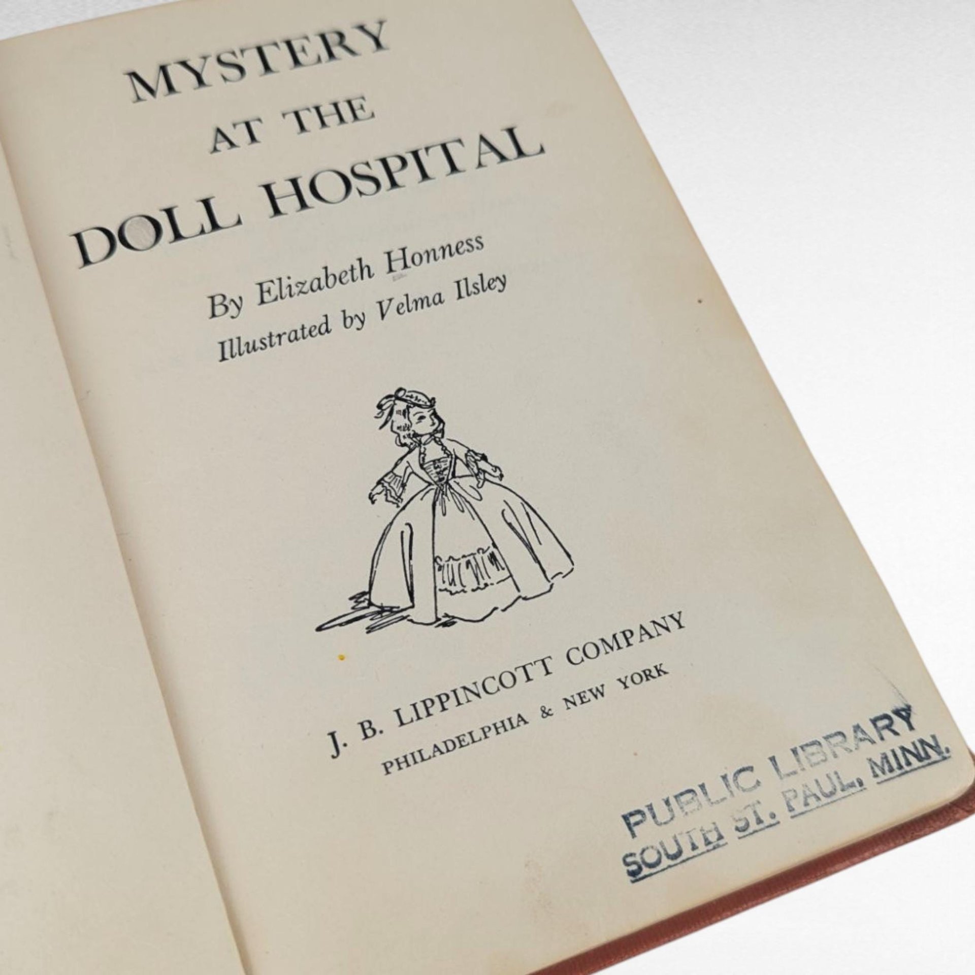 Vintage 1955 Mystery at the Doll Hospital First Edition, Elizabeth Honness, Collectible Children's Mystery