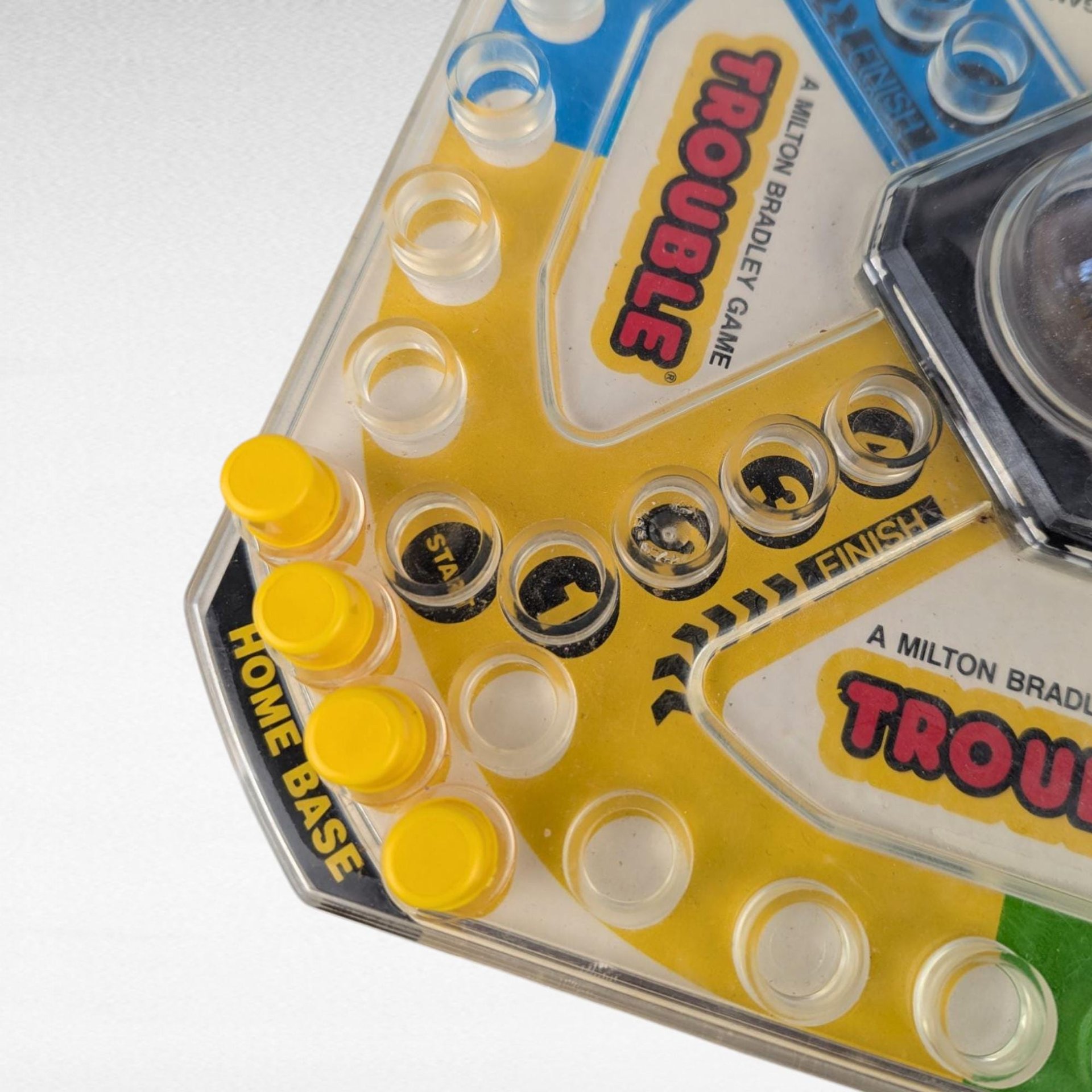 Vintage 1986 Pop O Matic Trouble Game, Milton Bradley Family Board Game, Classic Dice Popping Game