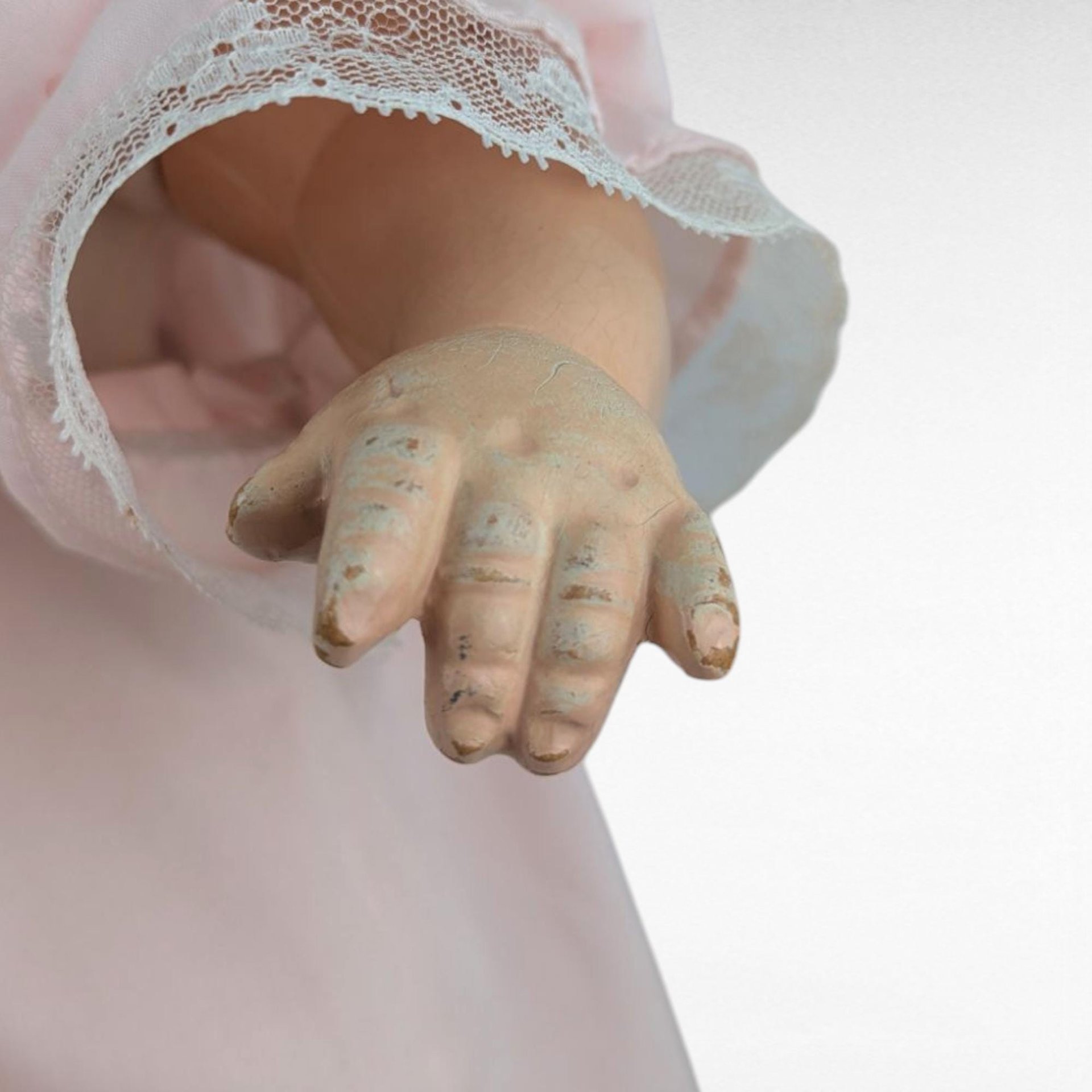 Vintage Baby Doll in Pink Dress and Bonnet, Large Vintage Doll with Moving Eyes and Sound