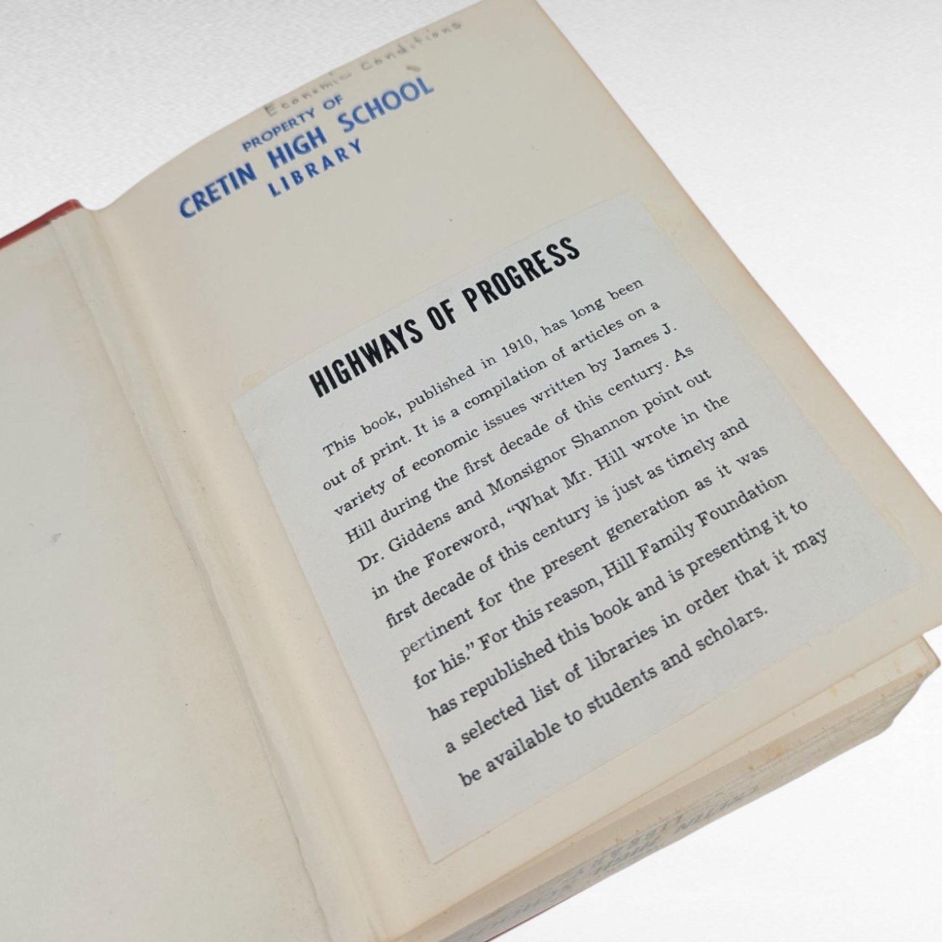 Collectible 1962 Highways of Progress Book by James J Hill, Transportation History