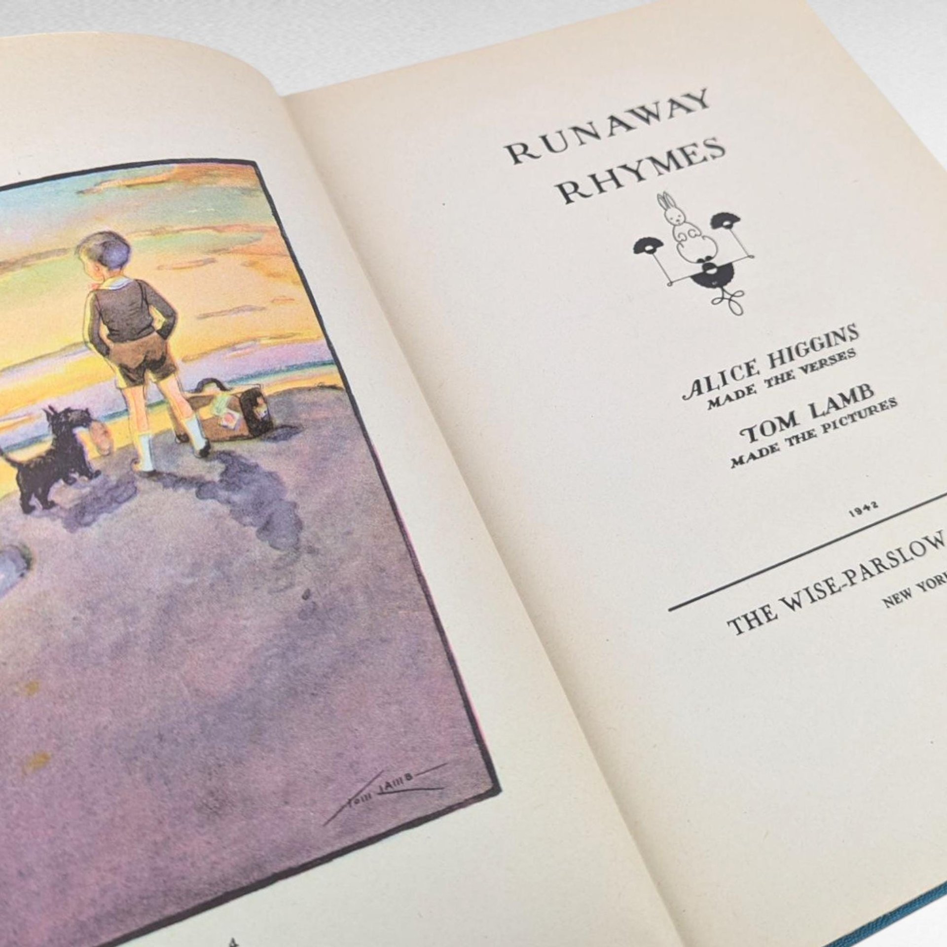 Vintage 1931 Runaway Rhymes, Alice Higgins, Illustrated Children's Poetry, Tom Lamb Pictures, Collectible Kids Book