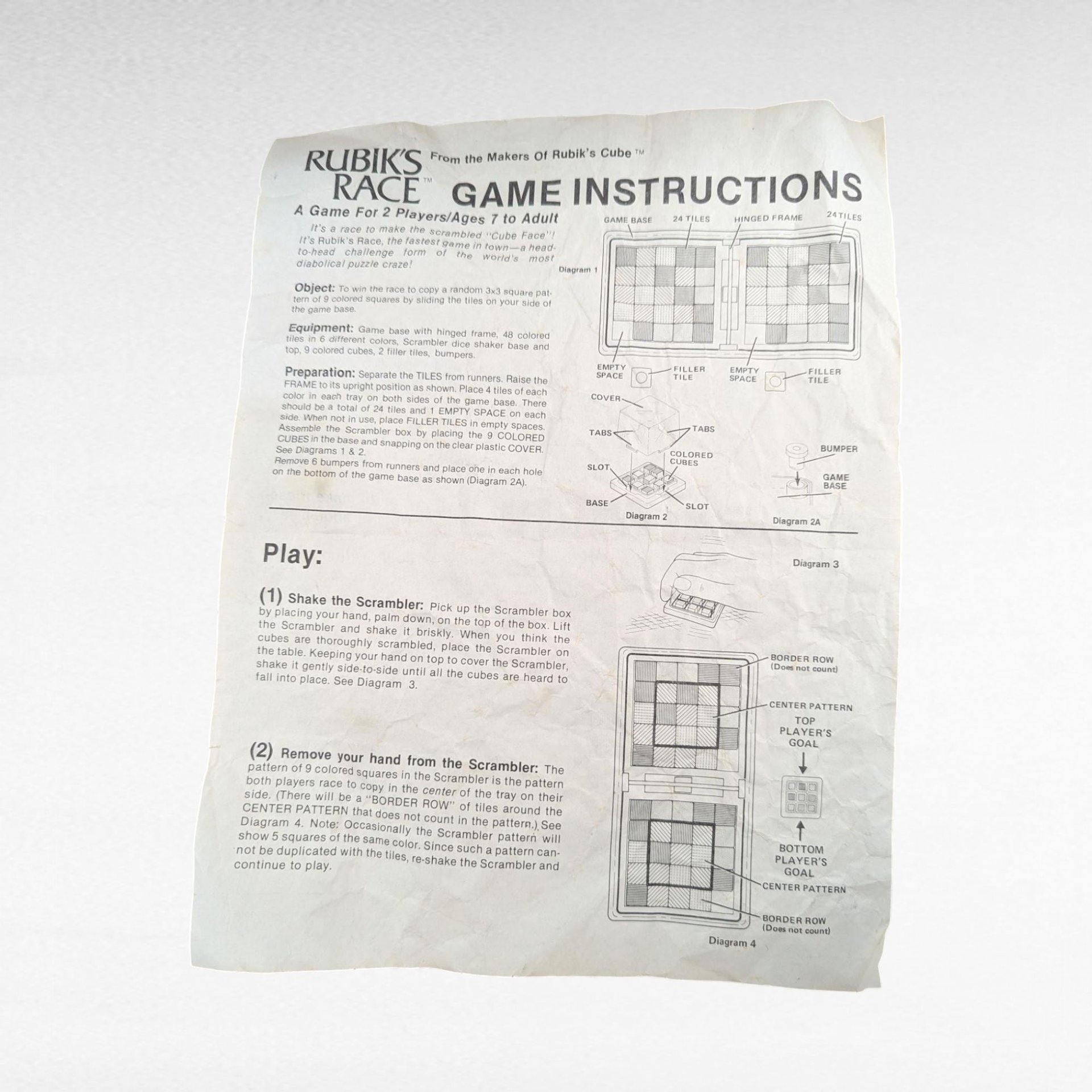 Vintage 1982 Ideal Rubik's Race Game, Complete Fast-Paced 2-Player Puzzle Challenge, All Pieces