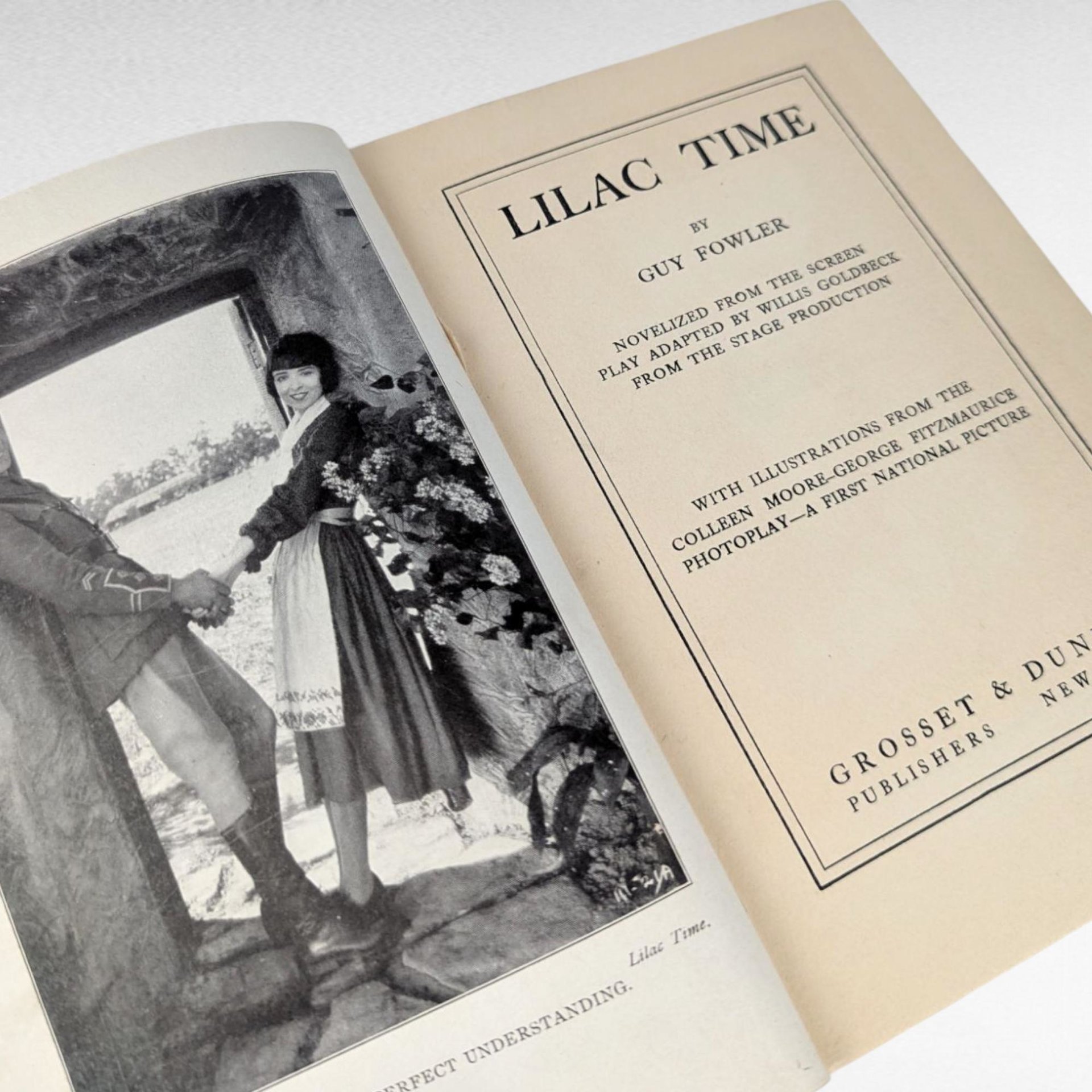 Vintage 1928 Lilac Time Novel by Guy Fowler. Hardcover Book, Fiction Romance, Collectible