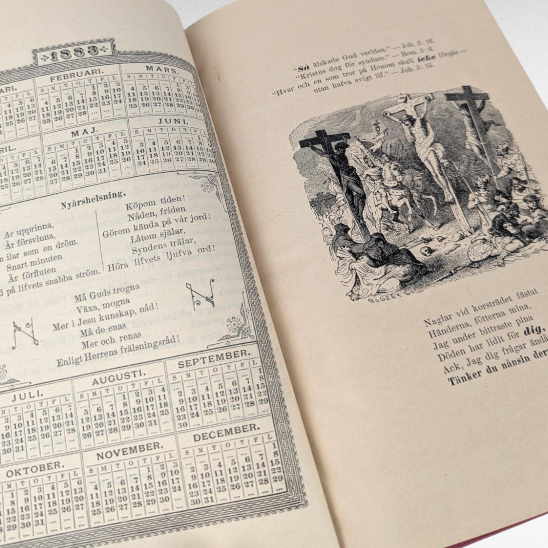 1883 Swedish Christlig Chrönska Kalender, E Aug Skogsbergh, Christian Almanac, Lutheran Religious Book