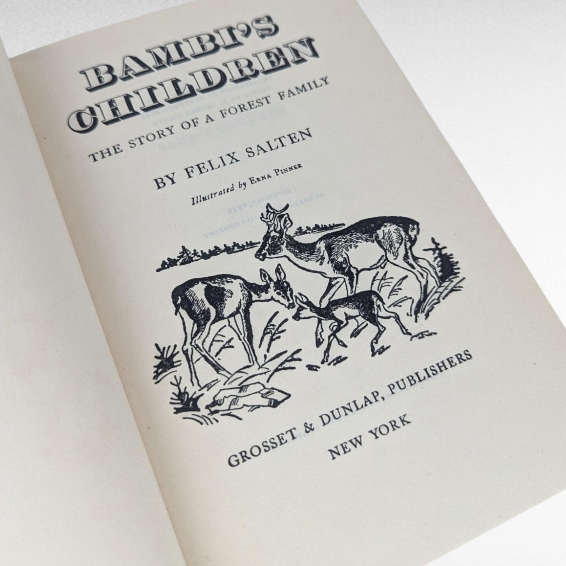 1939 Bambi's Children, Felix Salten, Vintage Hardcover Book, Grosset & Dunlap, Classic Animal Story, Collectible Childrens Literature