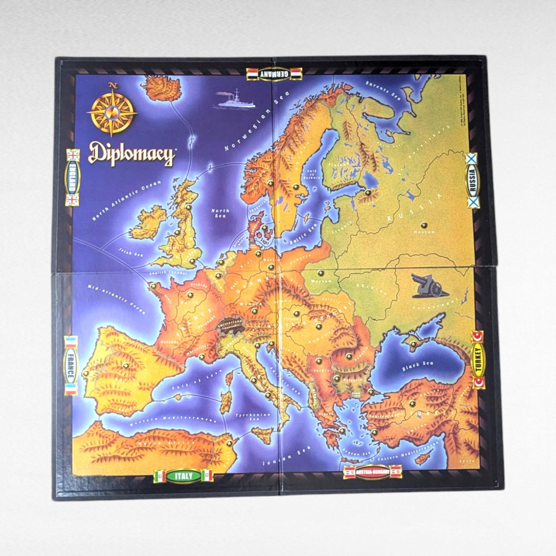 Vintage Diplomacy Board Game 1999 Avalon Hill Edition, Complete Strategy Game of International Intrigue with Metal Miniatures