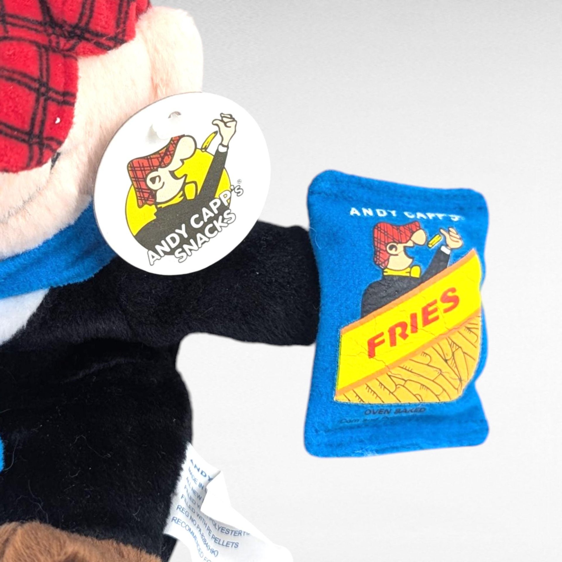 Vintage 1999 Andy Capp Plush Toy with Tag, Advertising Character for Fries Snacks, Collectible Comic Strip Stuffed Figure