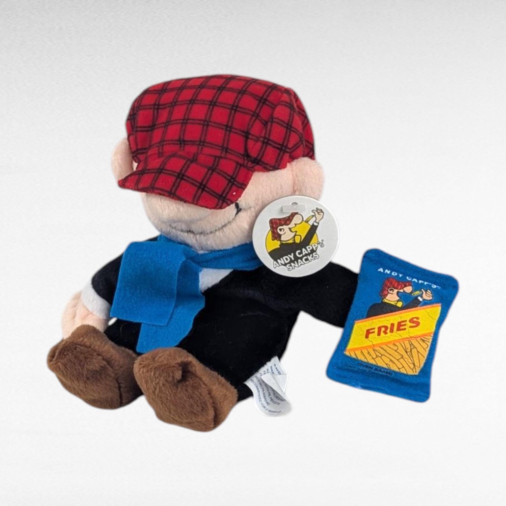 Vintage 1999 Andy Capp Plush Toy with Tag, Advertising Character for Fries Snacks, Collectible Comic Strip Stuffed Figure