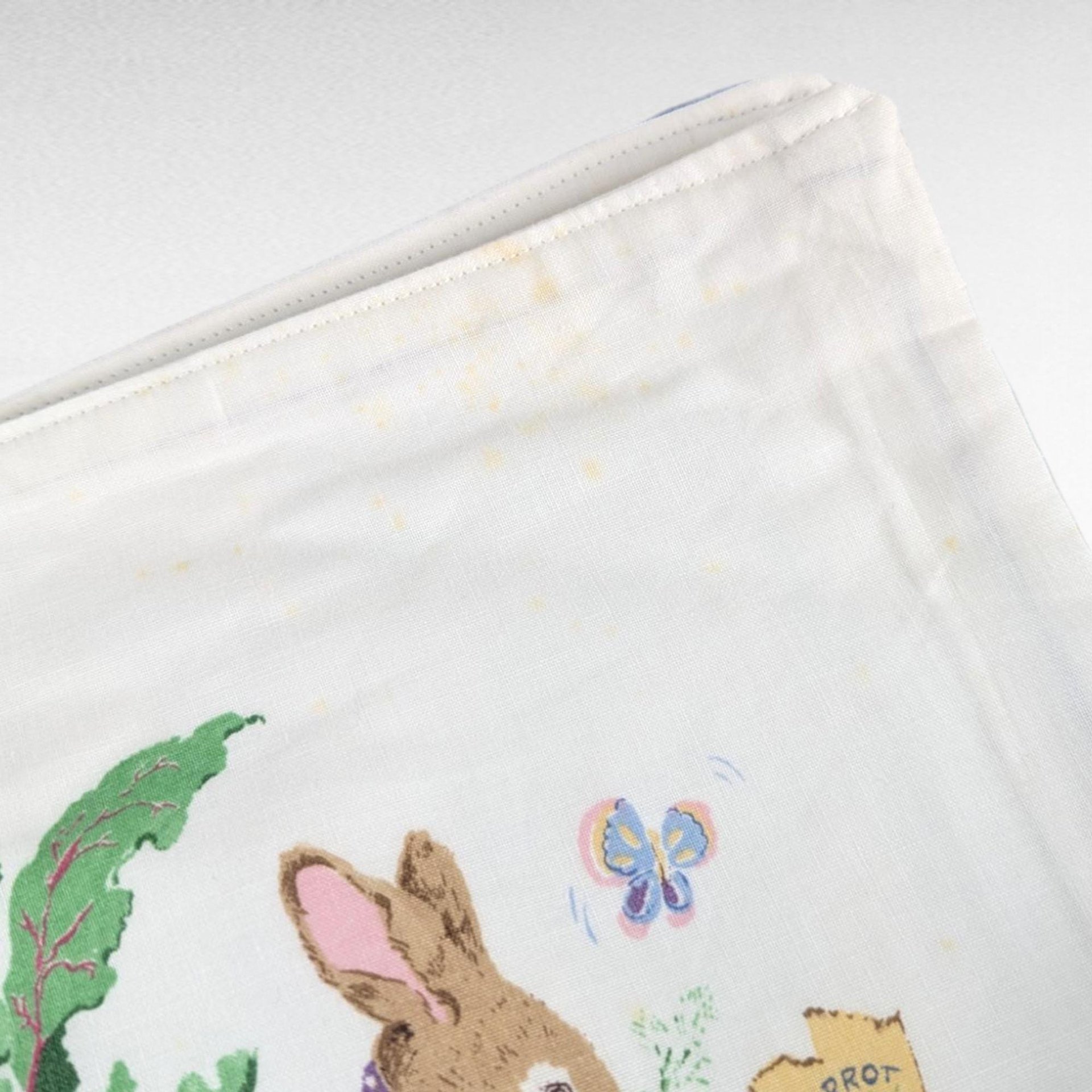 Vintage Handmade Cottontail Corner Cloth Book, 1980s Fabric Soft Book for Baby, Bunny Rabbit Nursery Toy