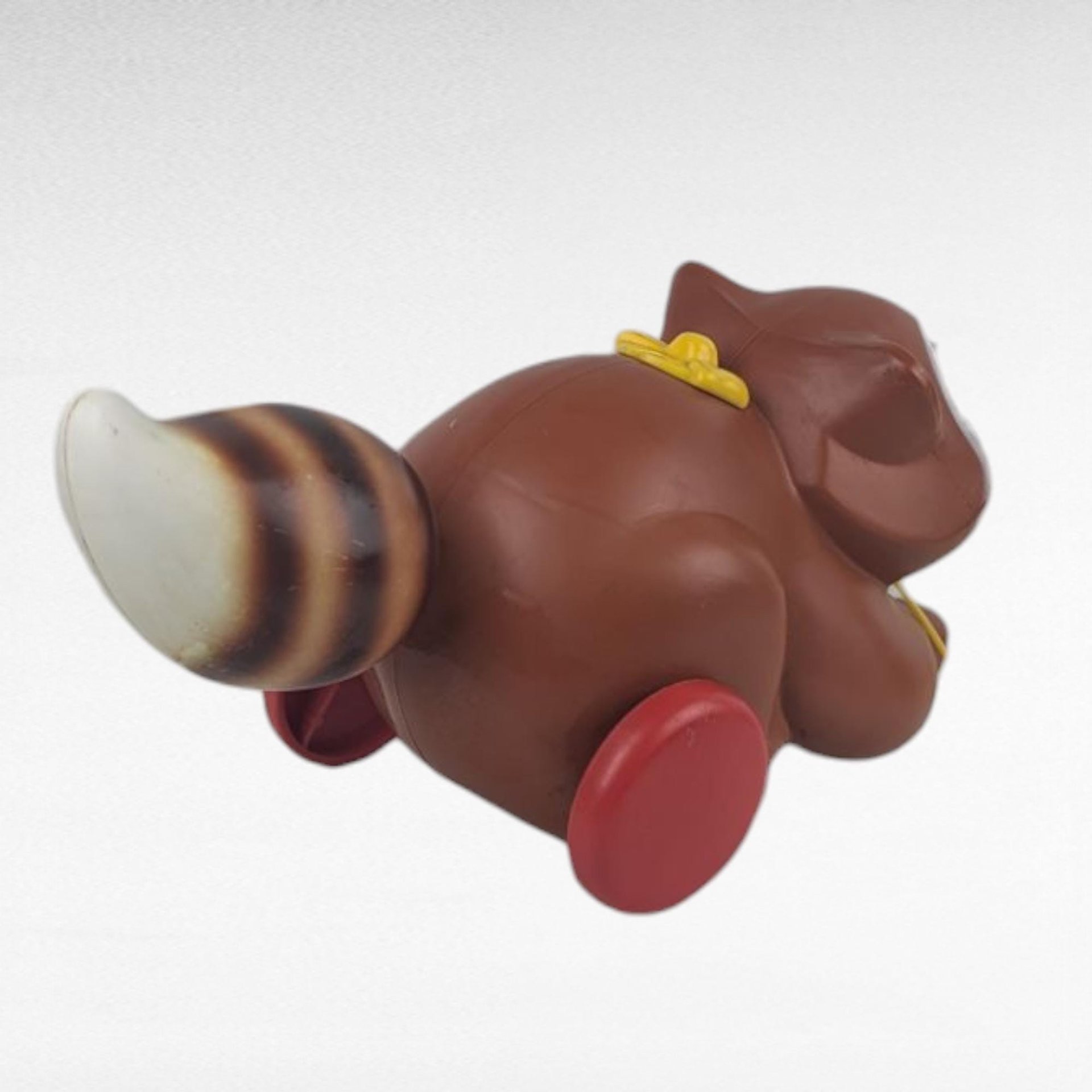 Vintage 1979 Fisher Price Roly Raccoon Pull Toy #172, Rolling Chime Ball Animal, Late 70s Toddler Toy, Woodland Nursery Decor