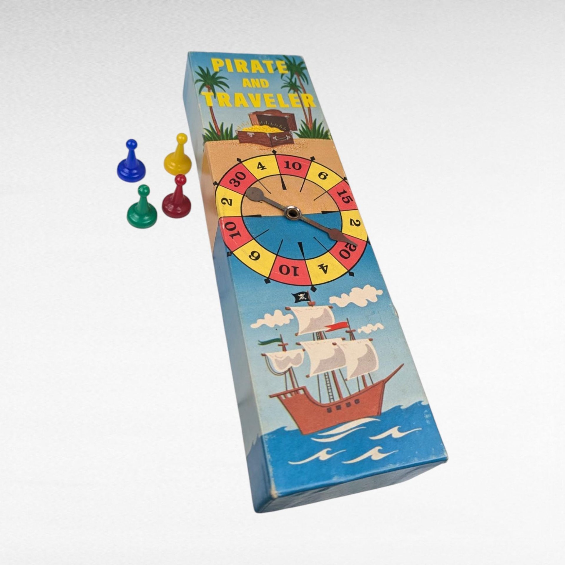 Vintage 1954 Pirate and Traveler Board Game, Milton Bradley, Complete, World Geography Game, Classic Family Game