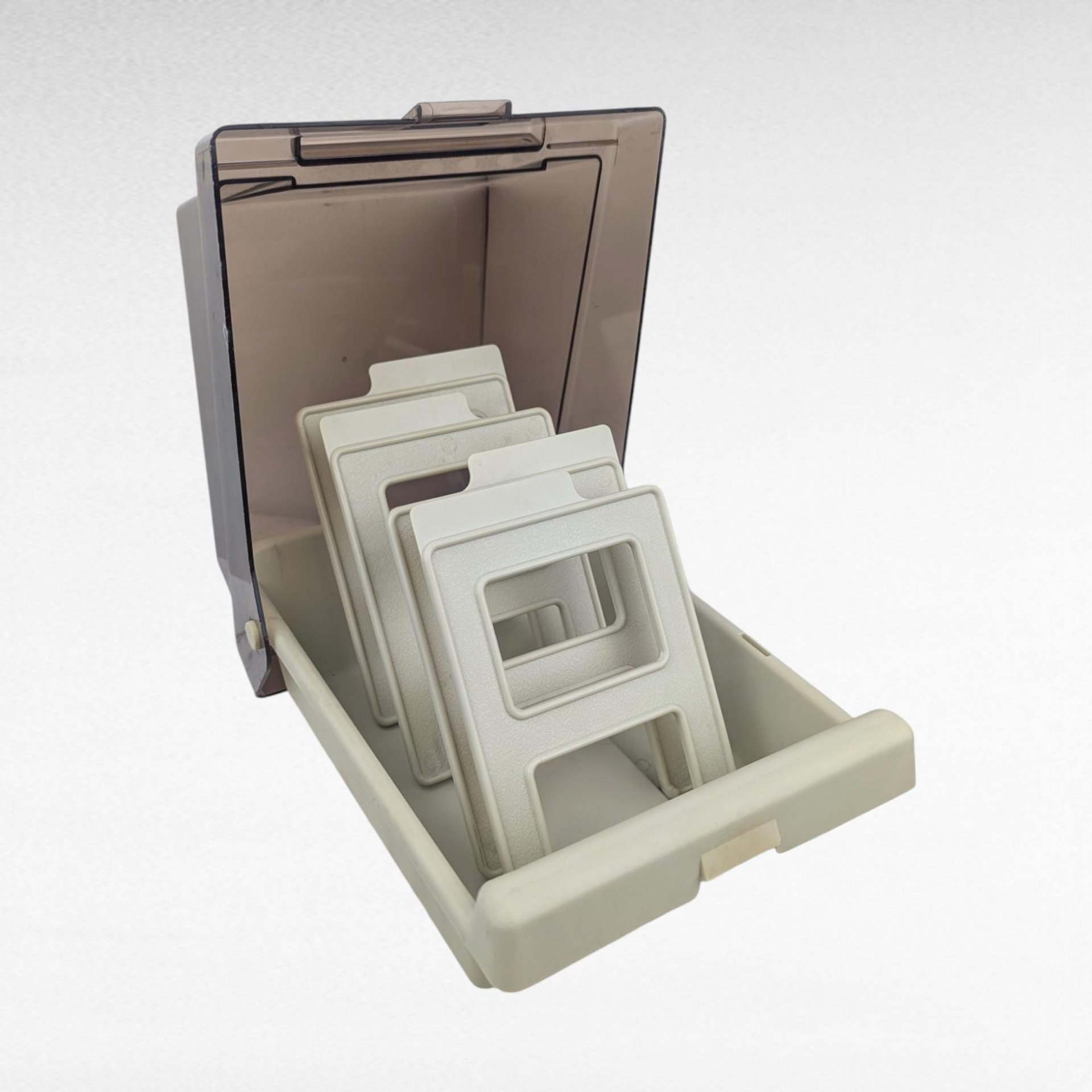 Vintage Eichner 5.25 Inch Floppy Diskette Storage Case, Smoked Plastic Lid, 4 Dividers, Computer Data Organization, Tech Nostalgia Gift