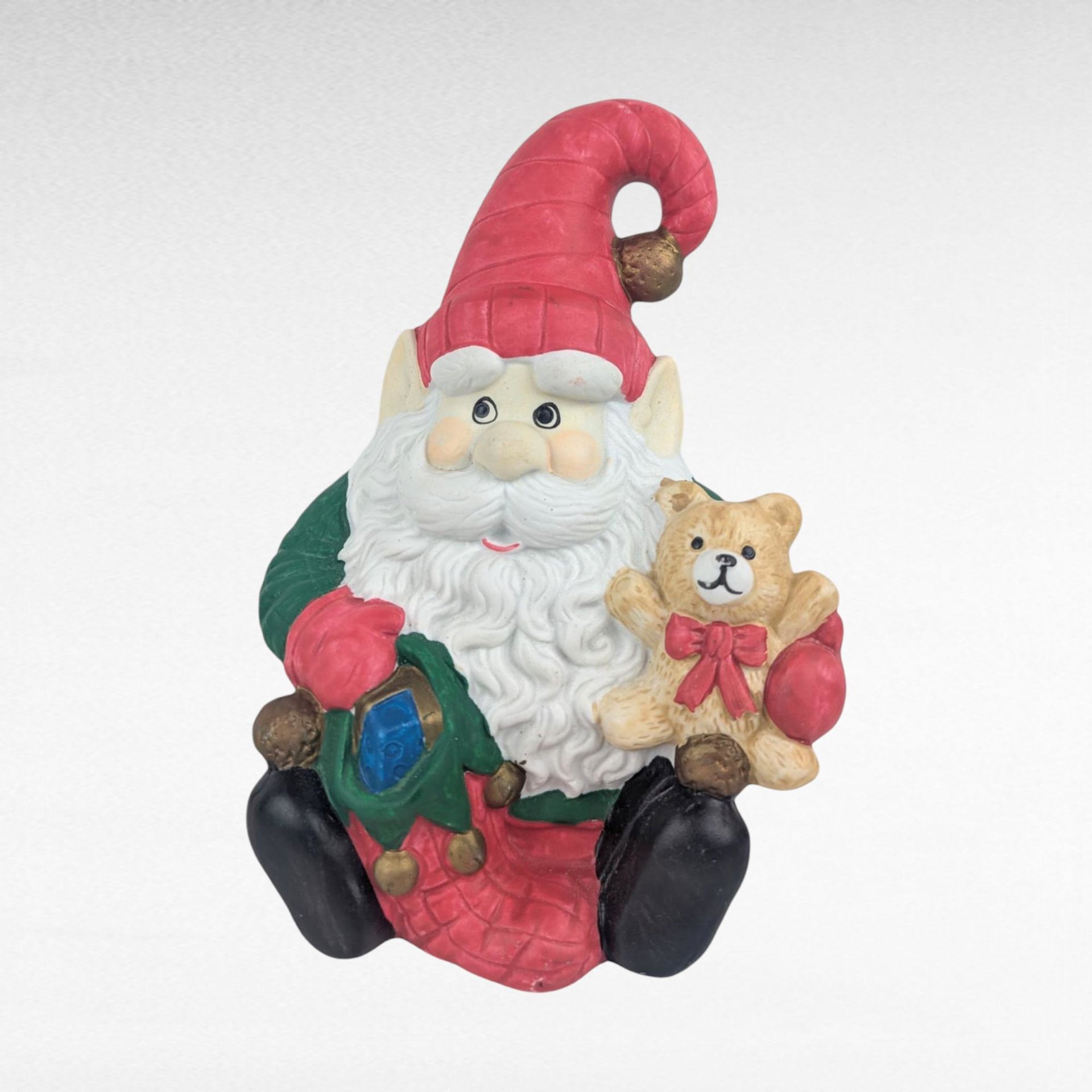 Vintage Ceramic Santa Elf Music Box Plays Here Comes Santa Claus, Christmas Figurine, Holiday Collectible, Xmas Musical Decor