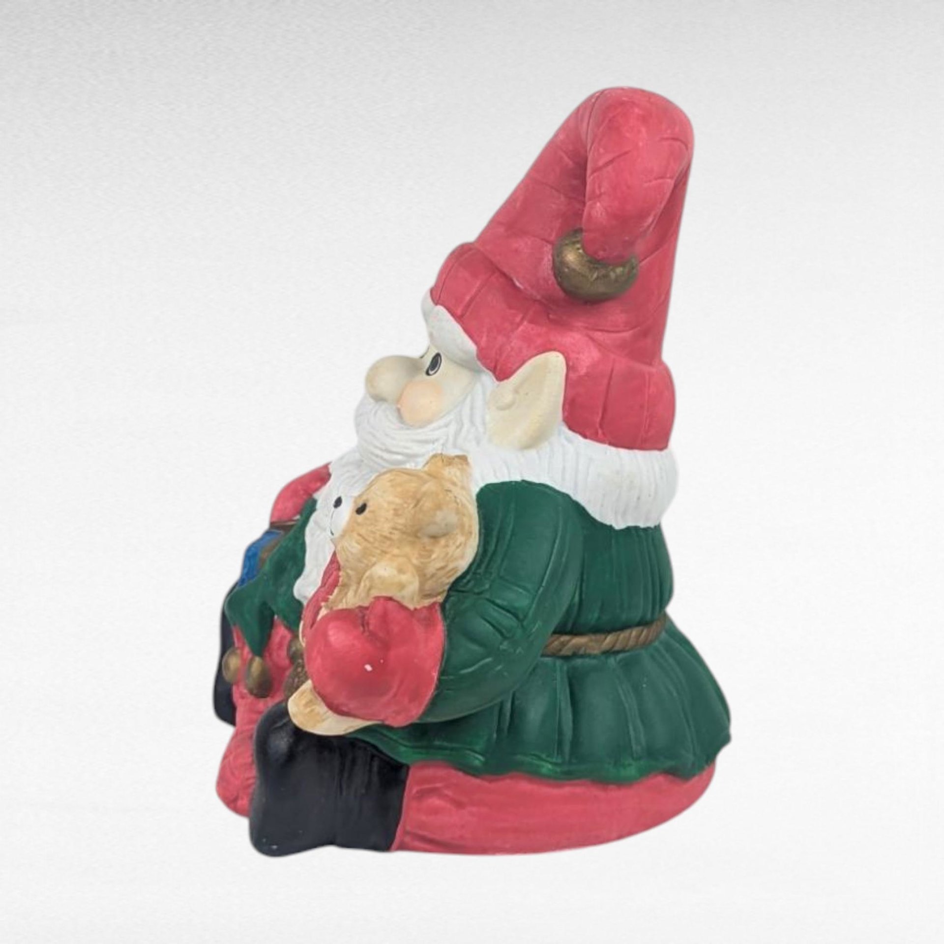 Vintage Ceramic Santa Elf Music Box Plays Here Comes Santa Claus, Christmas Figurine, Holiday Collectible, Xmas Musical Decor
