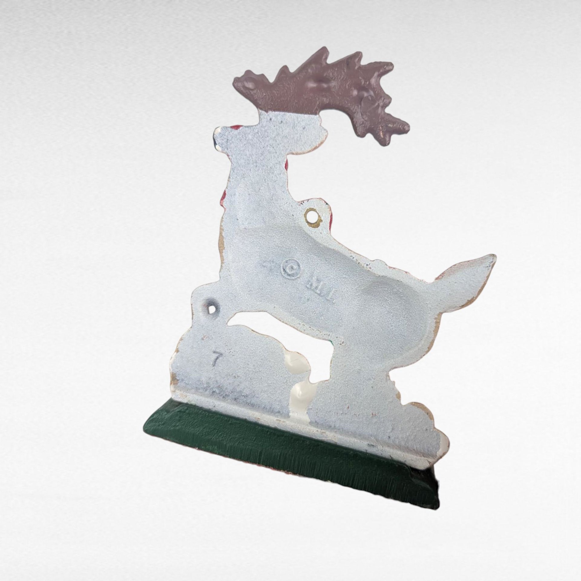 Vintage Midwest of Cannon Falls Cast Iron Reindeer Stocking Holder, Christmas Mantle Decor, Collectible Holiday Figurine Hanger