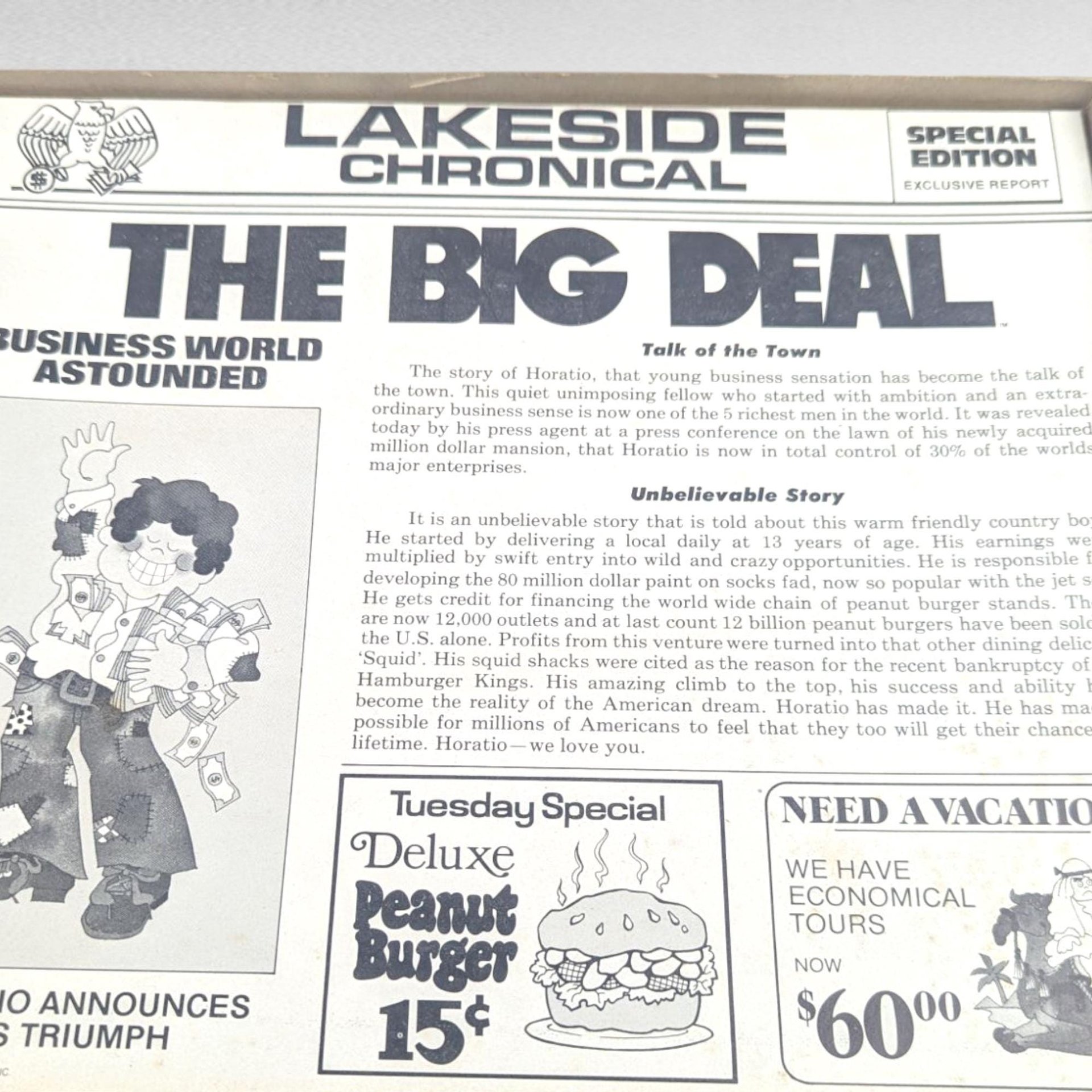 Vintage 1977 The Big Deal Board Game by Lakeside, 70s Family Game Night, Wacky Business Ventures Collectible, Chance of a Lifetime Game