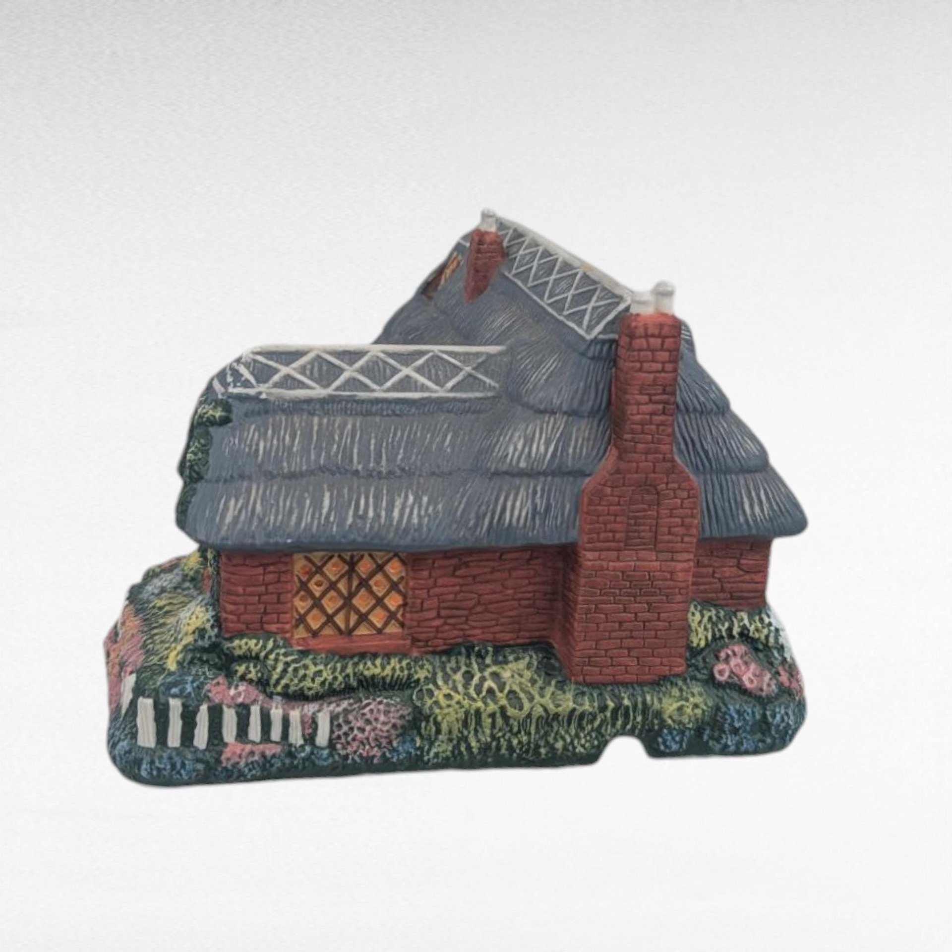 1992 Thomas Kinkade Olde Porterfield Tea Room Lighted Village House, Sculpture 599A, Collectible Painter of Light Cottage, Christmas Decor