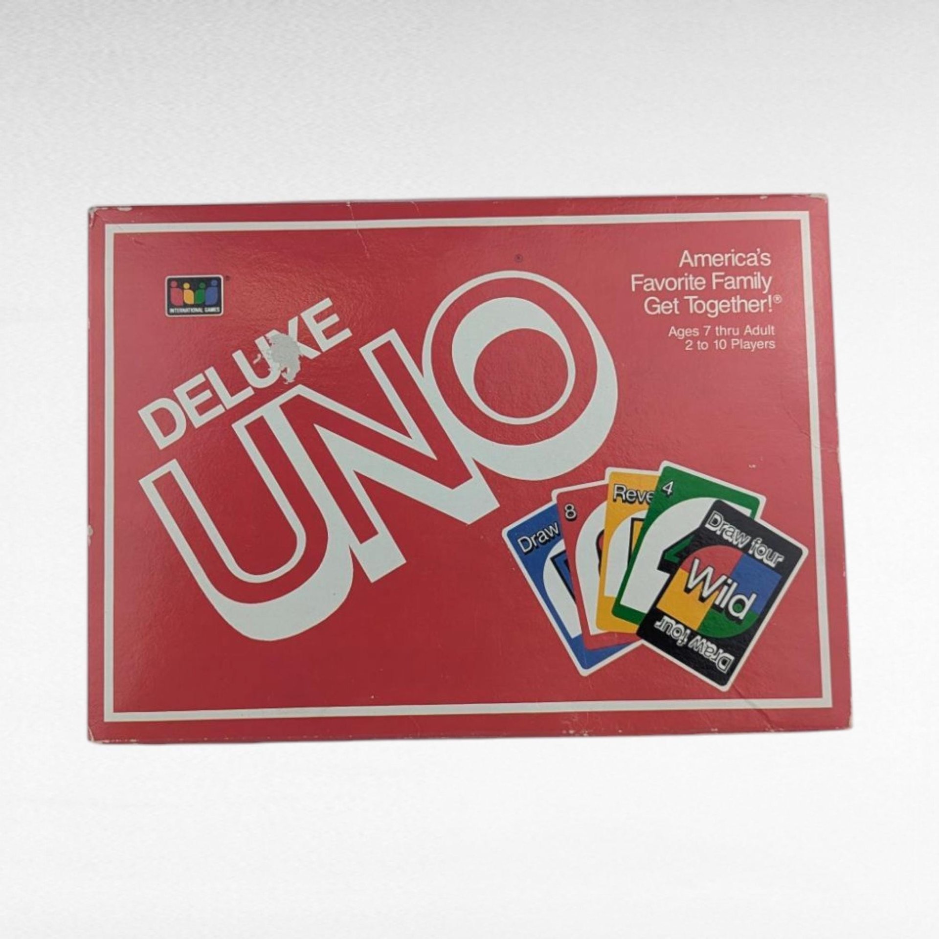 Vintage 1989 Deluxe UNO Card Game, Complete with Cards Holder & Instructions, Classic Family Game Night Fun, International Games Edition