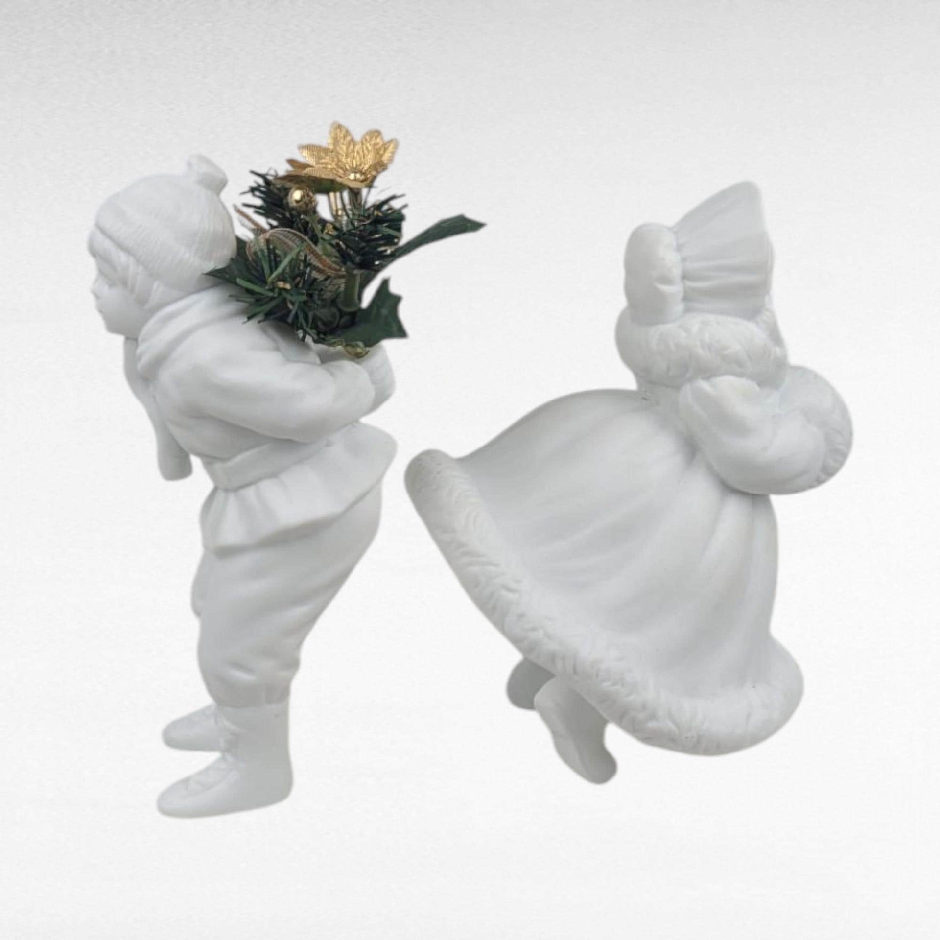 Vintage Dept 56 Silhouette Skating Figurine Pair, Cheryl Johnson Bisque Porcelain, Winter Holiday Decor, Collectible Figurines