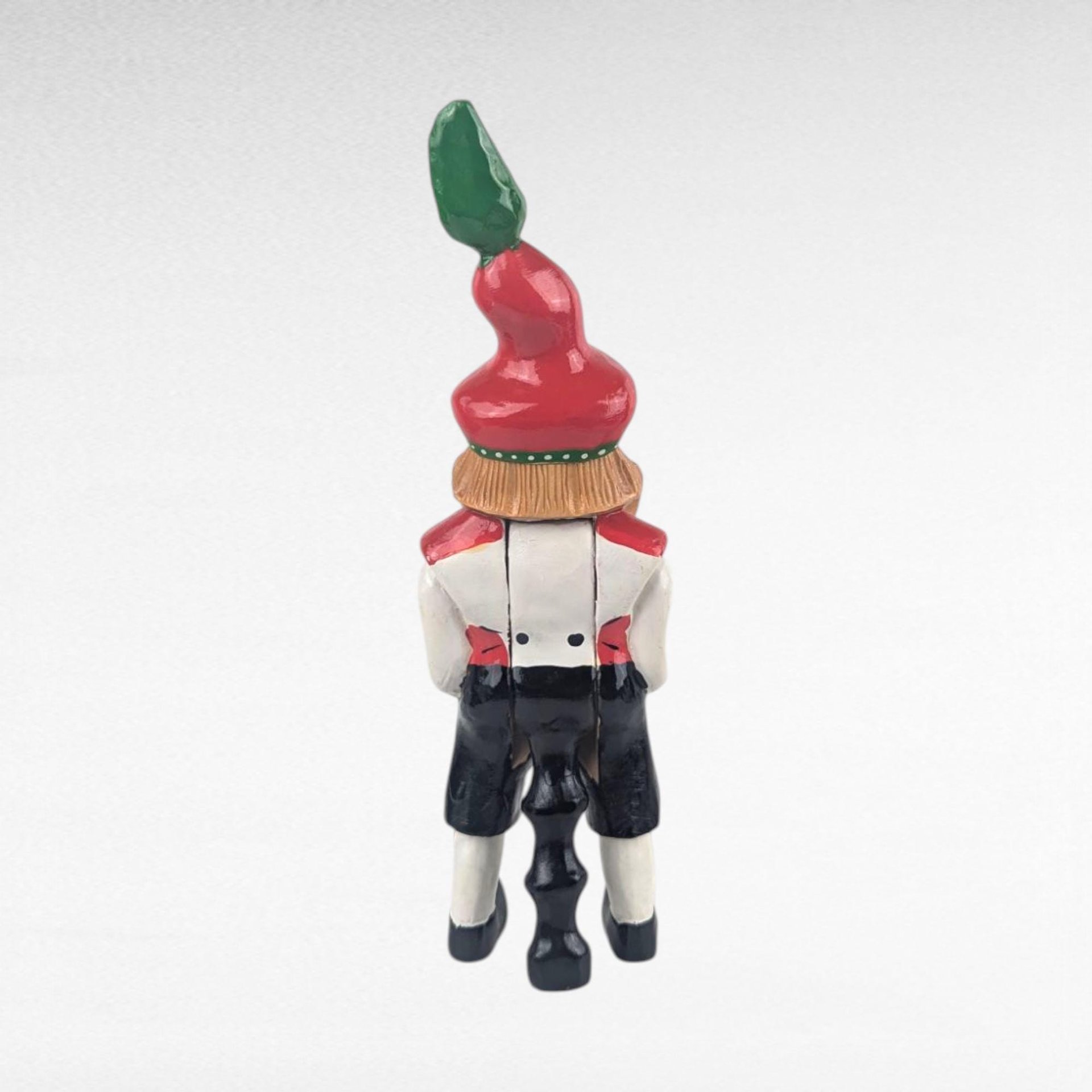 Vintage German Wood Nutcracker, Hand Carved Gnome Figure, Folk Art Elf with Red Hat, Collectible Christmas Decor, Woodland Holiday Accent