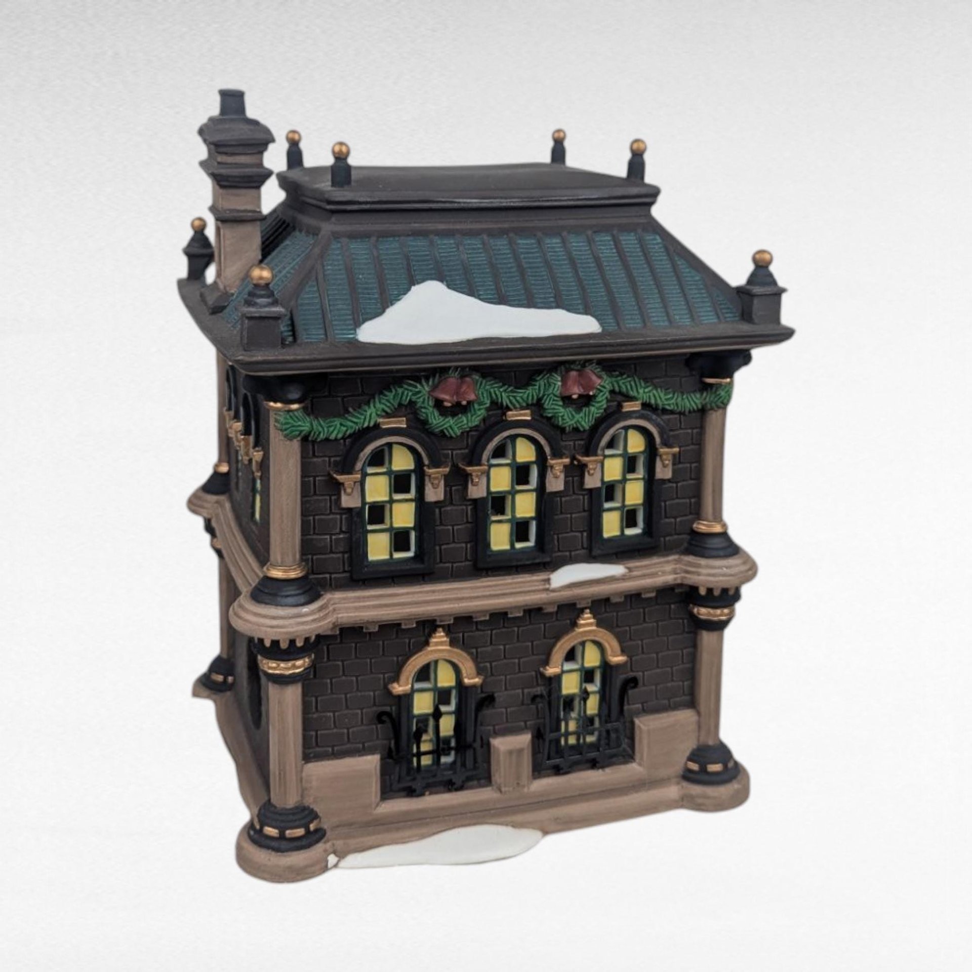 Dept 56 Blenham Street Bank, 1995 Dickens Village Christmas, Light Up House Building, D56, Collectible with Light Cord & Box