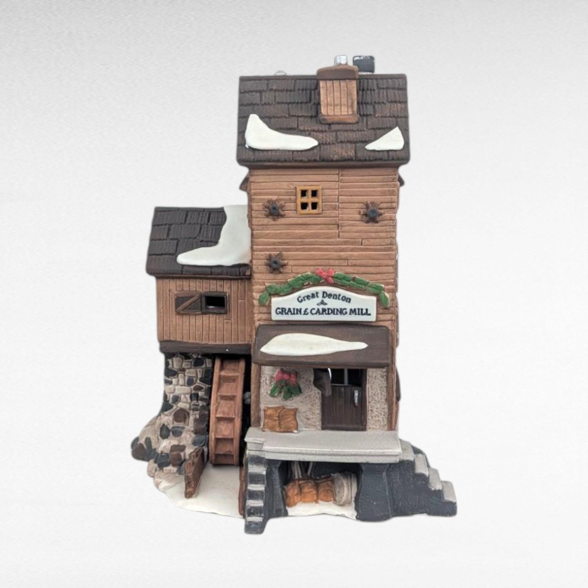 Dept 56 Great Denton Mill, 1995 Dickens Village, Christmas Light Up Building, D56, Grain & Carding Mill