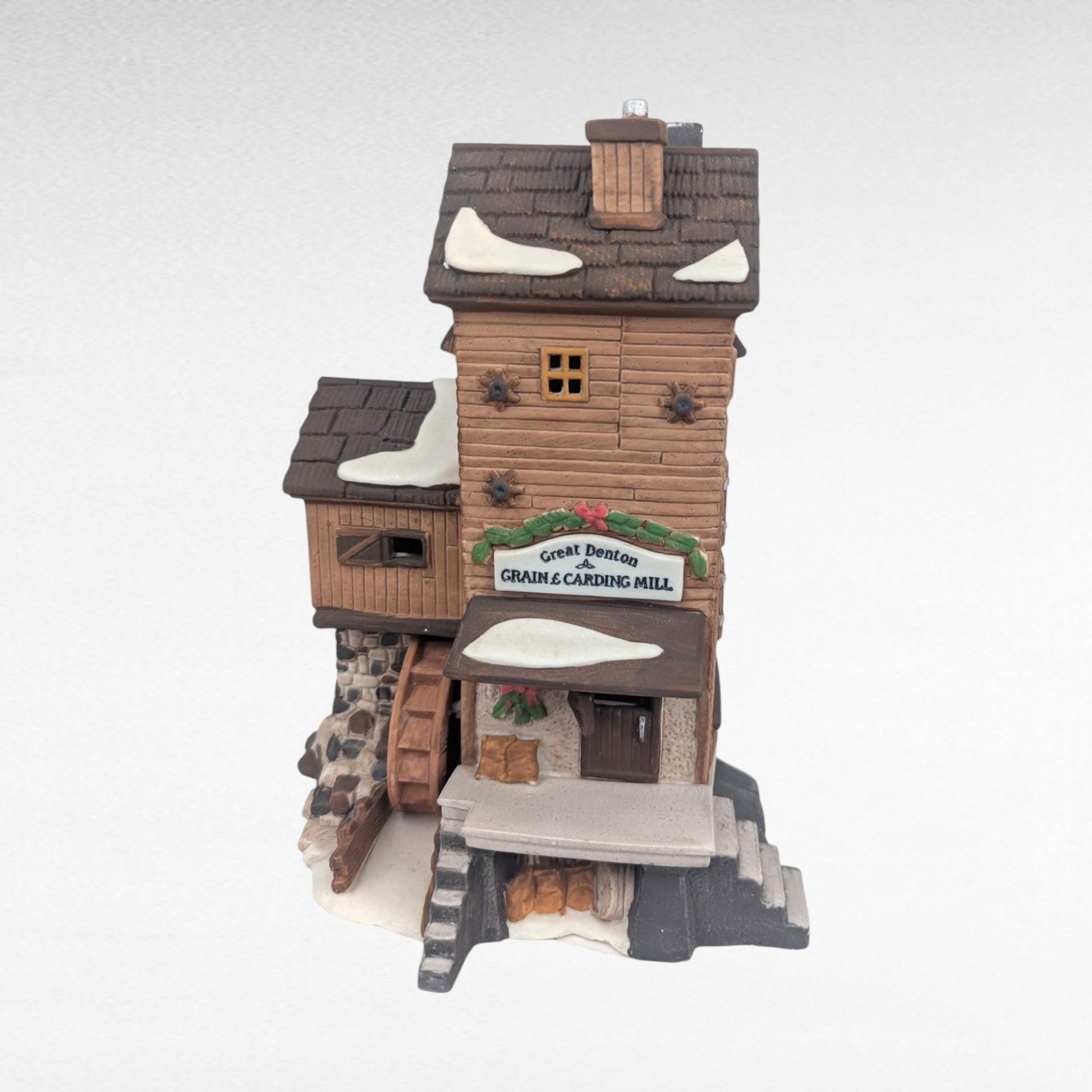 Dept 56 Great Denton Mill, 1995 Dickens Village, Christmas Light Up Building, D56, Grain & Carding Mill