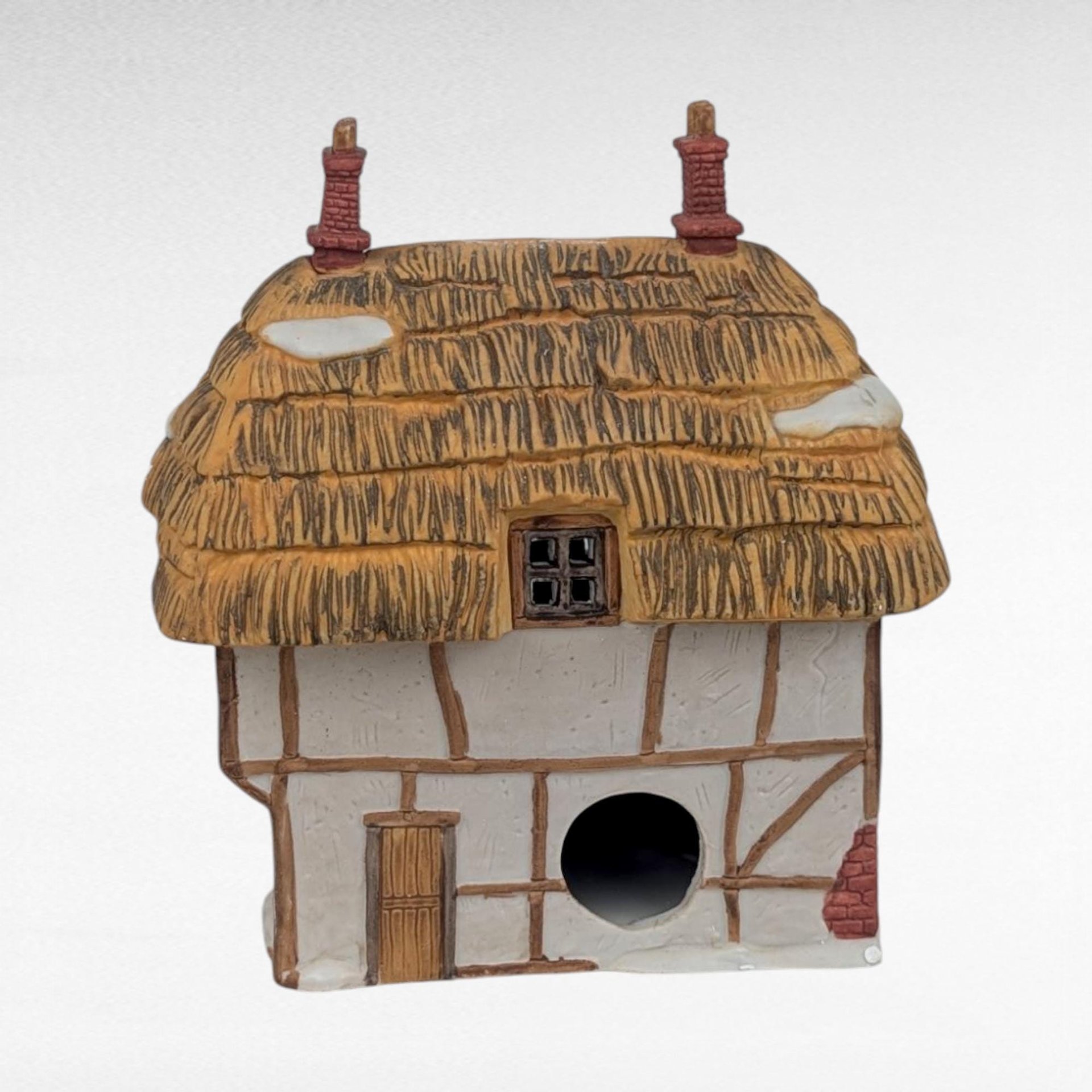 Vintage 1985 Dept 56 Dickens Village Thatched Roof Cottage Lighted House With Box & Cord, D56 Christmas Collectible English Decor