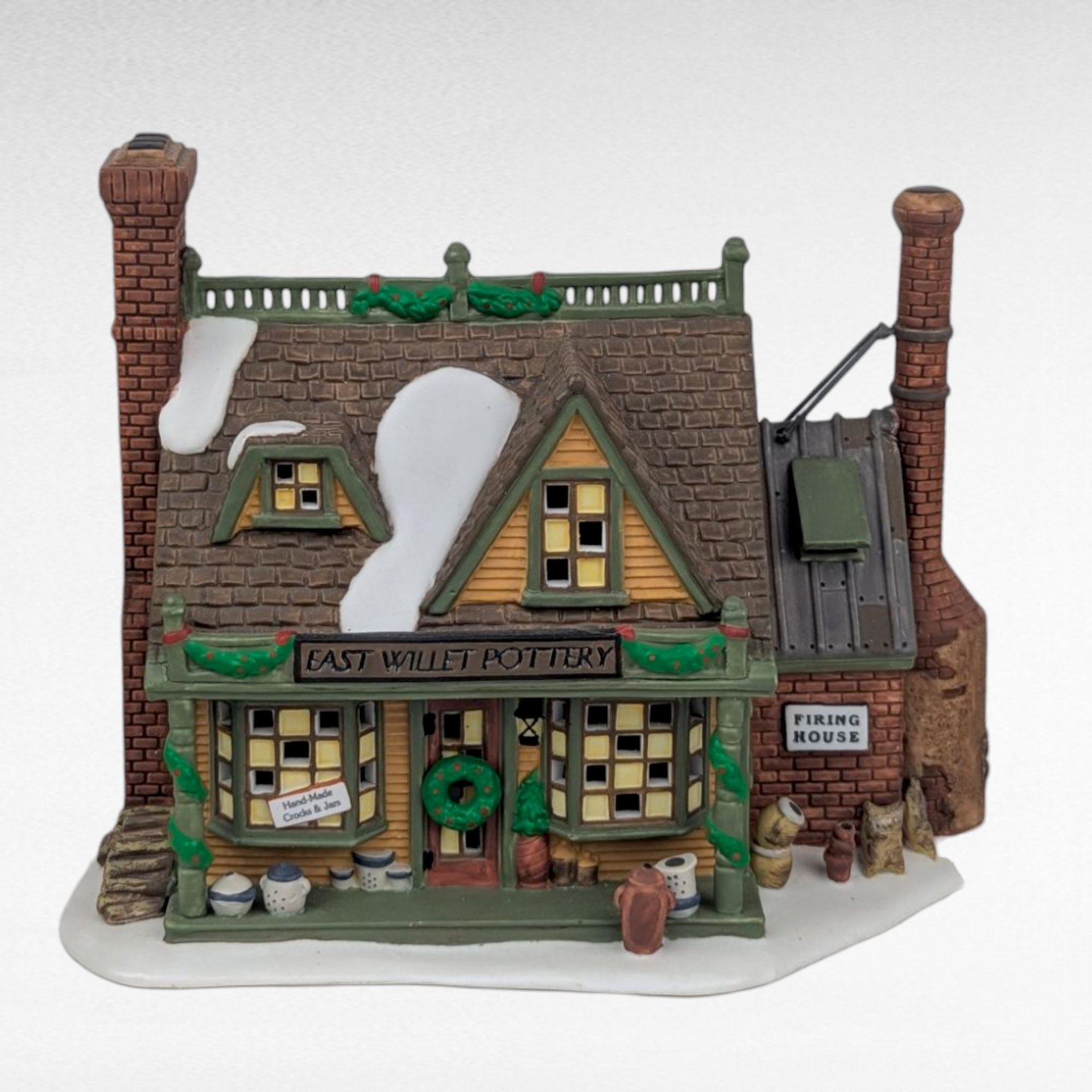Vintage 1997 Dept 56 New England Village East Willet Pottery Lighted House With Box & Cord, D56 Christmas Collectible Americana