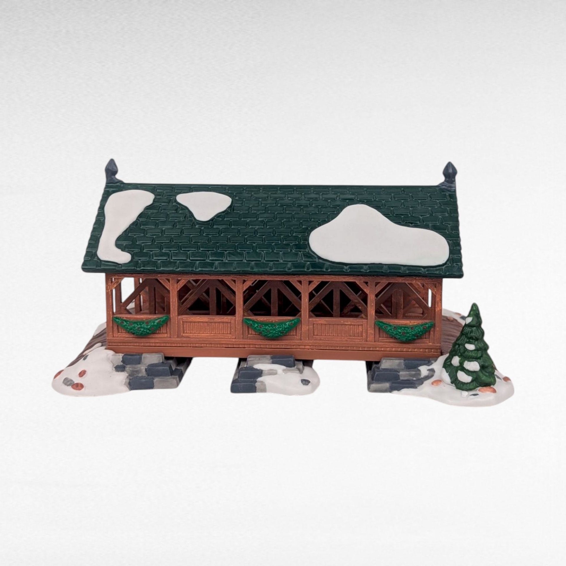 Vintage Dept 56 Heritage Village Two Rivers Covered Bridge Figurine #5656-1 With Box, D56 Christmas Landscape Accessory, Collectible Decor
