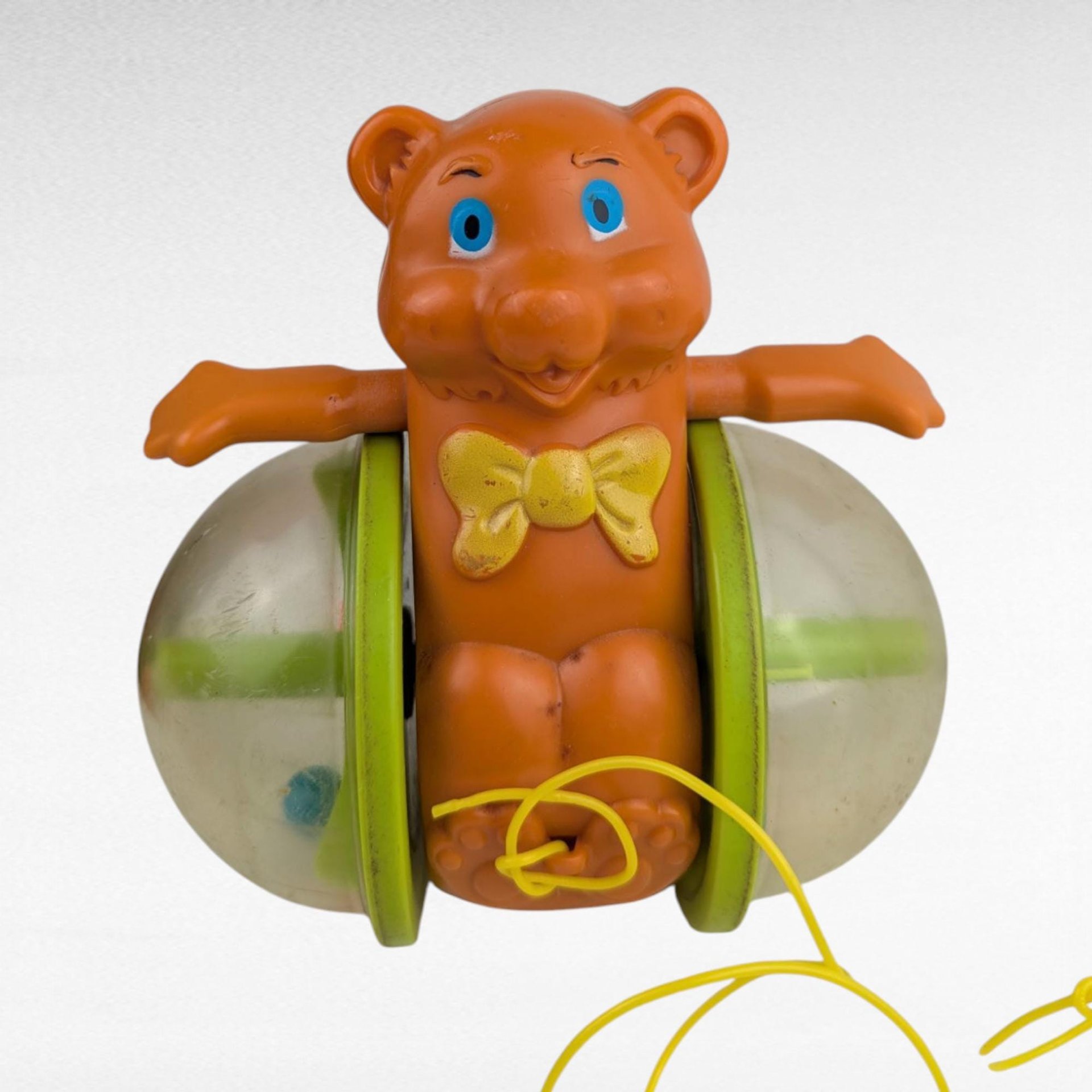Vintage 1979 Fisher Price Bob Along Bear Pull Toy, Classic 70s Nursery Decor, Toddler Push Roller Toy, Nostalgic Gift