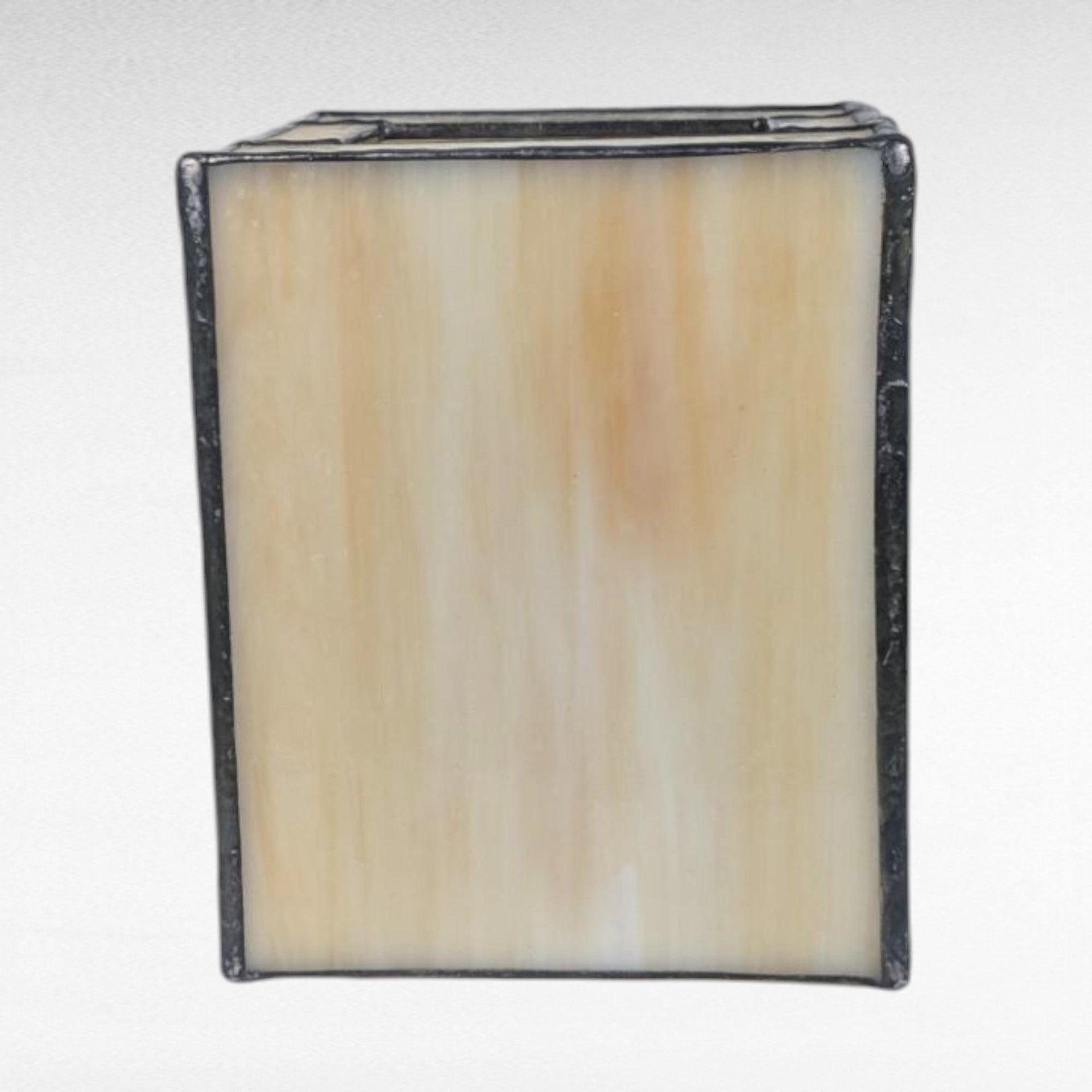 Vintage Stained Glass Tissue Box Cover Holder, Beige, Pink, Floral Design, Art Glass, Bathroom, Bedroom Decor