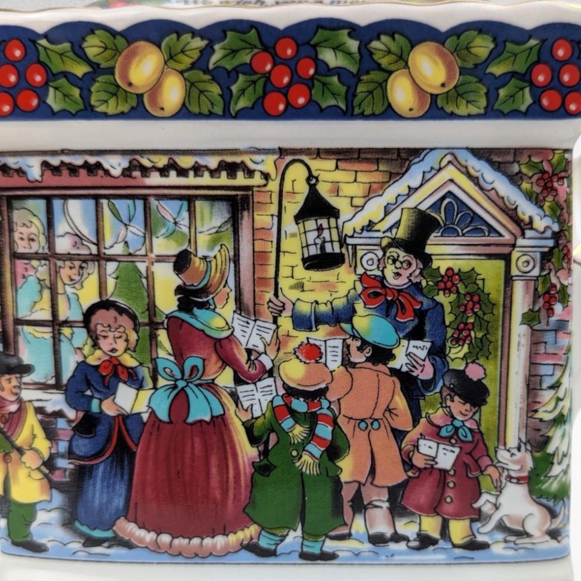 Sadler Christmas Carol Teapot, Vintage English Porcelain, Dickensian Carolers Holiday Tableware, Collectible Christmas in London Tea Pot