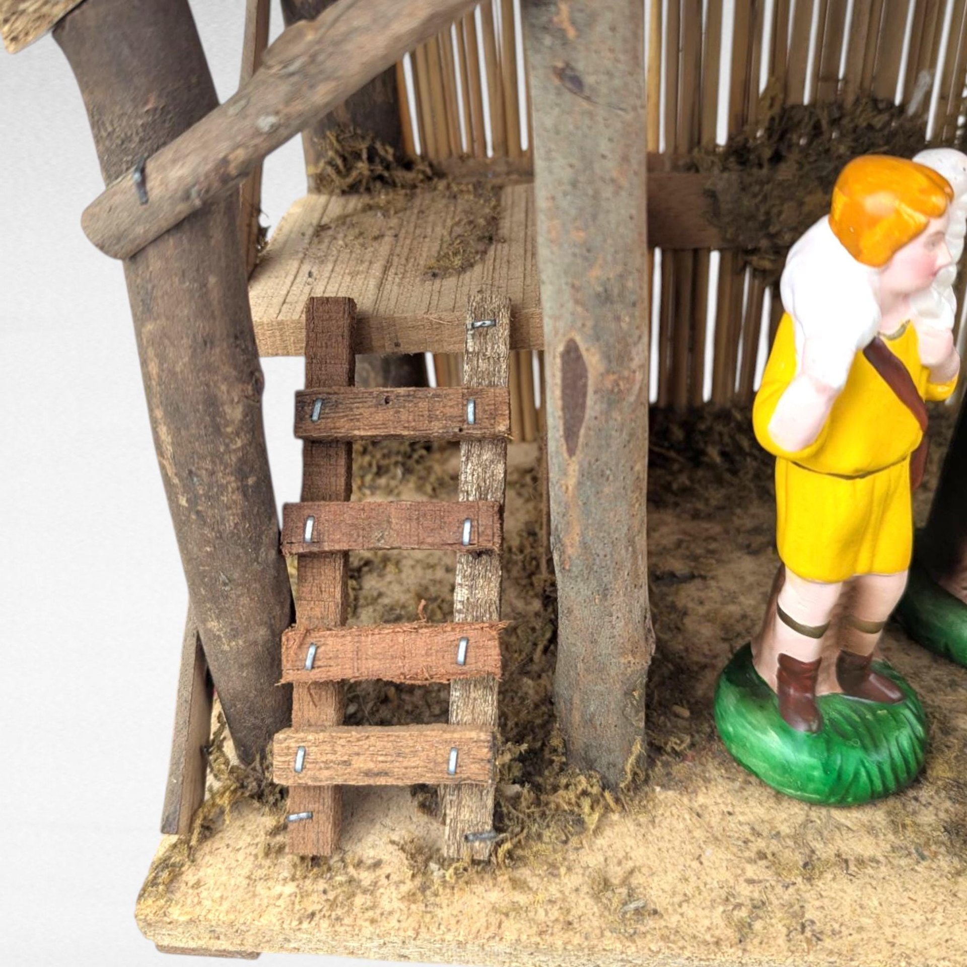 Vintage Sears Nativity Set, 11 Ceramic Figures and Wood Stable, Complete Christmas Manger Scene, Traditional Holiday Decor