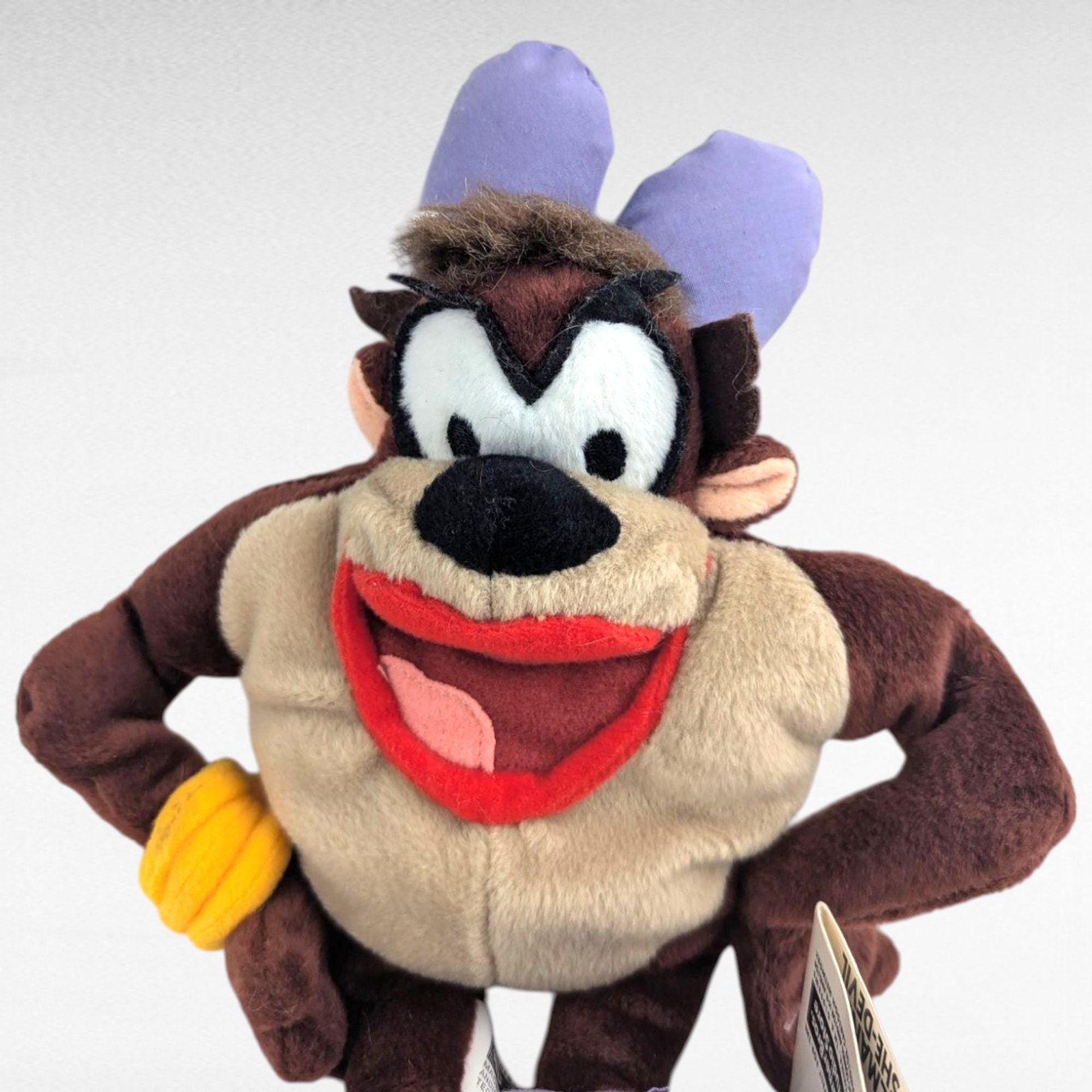 Vintage 1998 Tasmanian She-Devil Plush, Warner Bros Looney Tunes Bean Bag, Collectible 90s Cartoon Character Toy with Tag