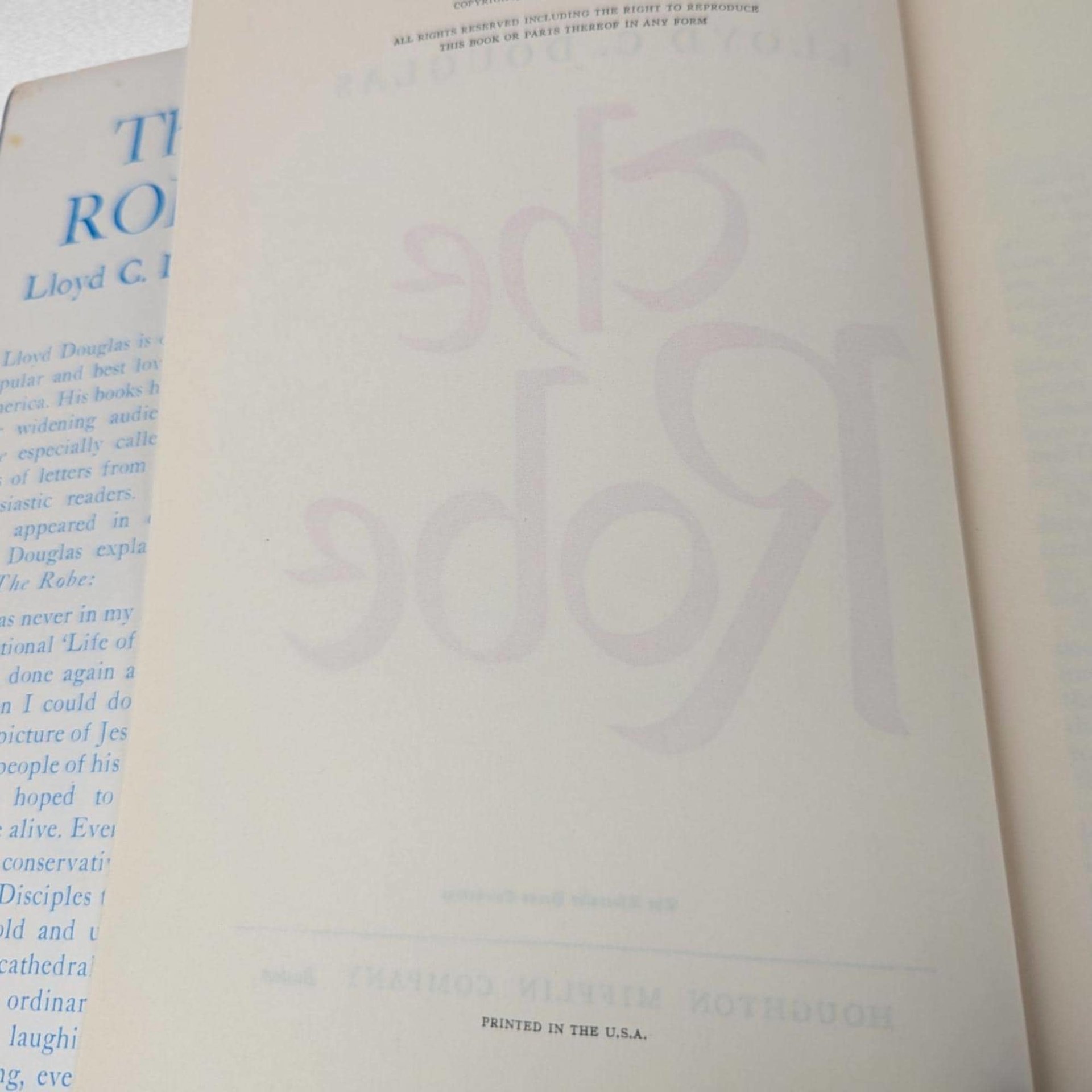 Vintage The Robe Lloyd C Douglas, Hardcover, Historical Christian Fiction, Bestseller