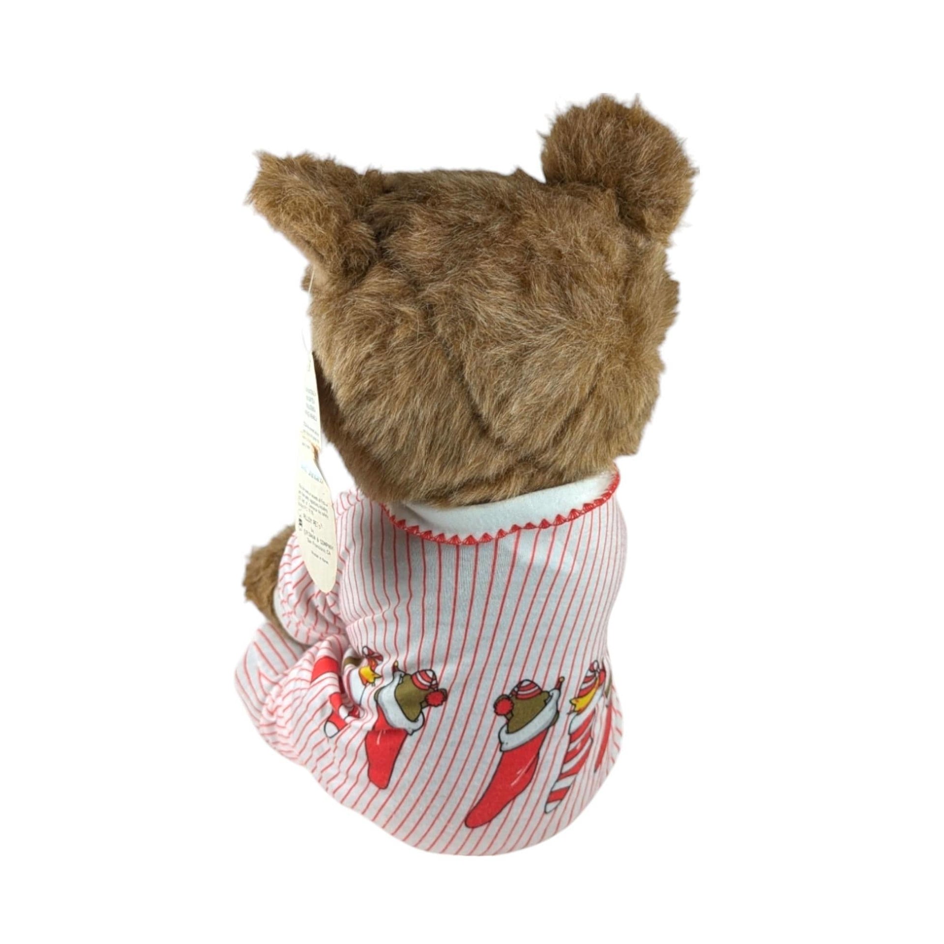 Vintage R. Dakin Bearfoot Pillow Pets Plush in Striped Pajamas, 13" Sitting, Collectible Teddy Bear, Gift for Child, Nostalgic Toy