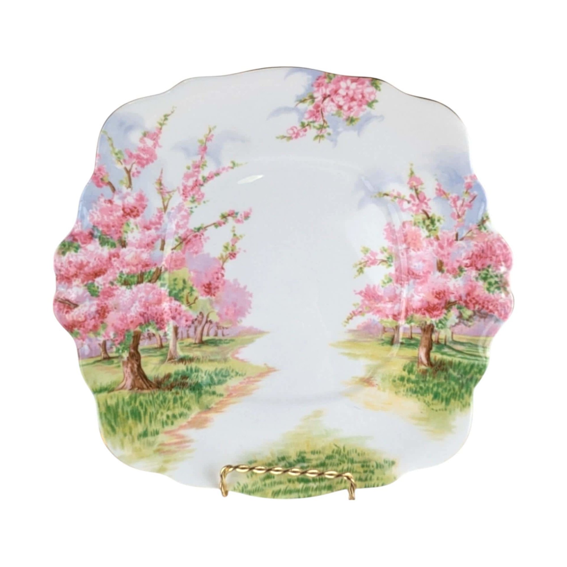 Vintage Royal Albert Blossom Time Square Cake Plate & Sweet Meat Dish | Bone China Serving Set | English Countryside DecorVintage Royal Albert Blossom Time Square Cake Plate & Sweet Meat Dish | Bone China Serving Set | English Countryside Decor