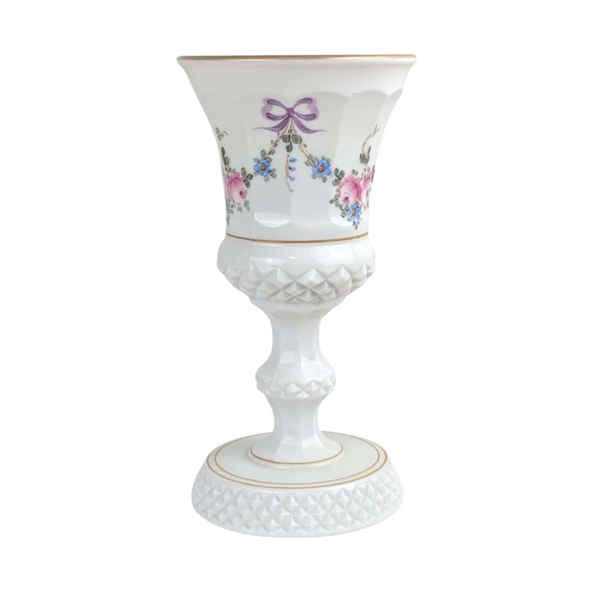 Vintage Westmoreland Roses and Bows Footed Urn with Lid, 12.5" Height, Porcelain Decorative Urn, Elegant Home Decor, Gift for Collector