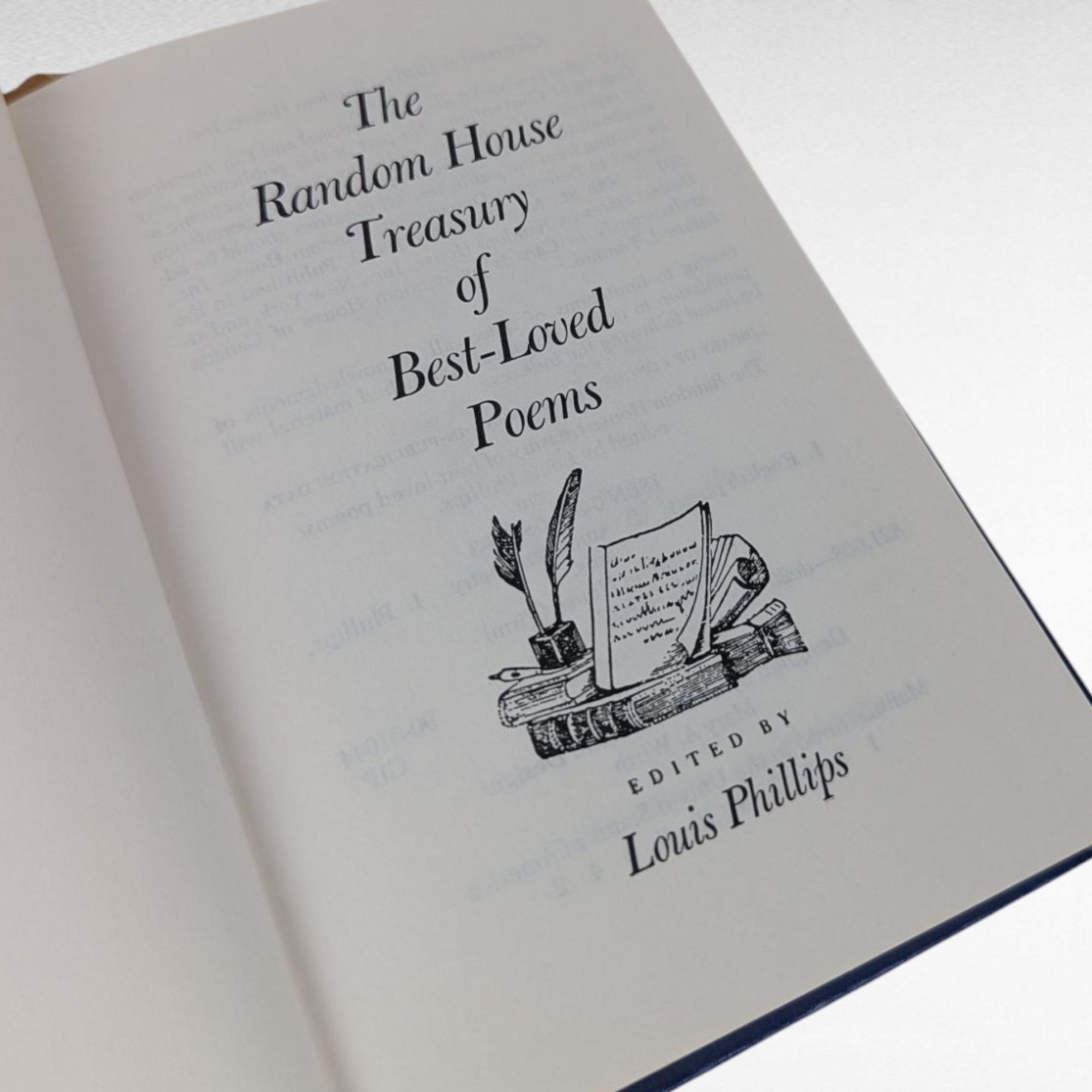 1990 Random House Treasury Best-Loved Poems, Vintage Book, Louis Phillips, Poetry Anthology, Semi Soft Cover, Gift Edition, Classic Verse