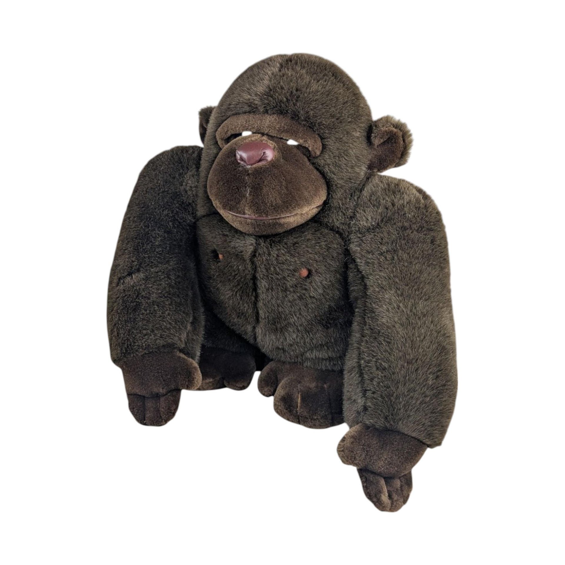 Large 1988 Dakin Gorilla Plush, 16 Inch Ape Stuffed Animal, 80s Jungle Nursery Decor, Vintage Collector Toy, King Kong Style Plushie