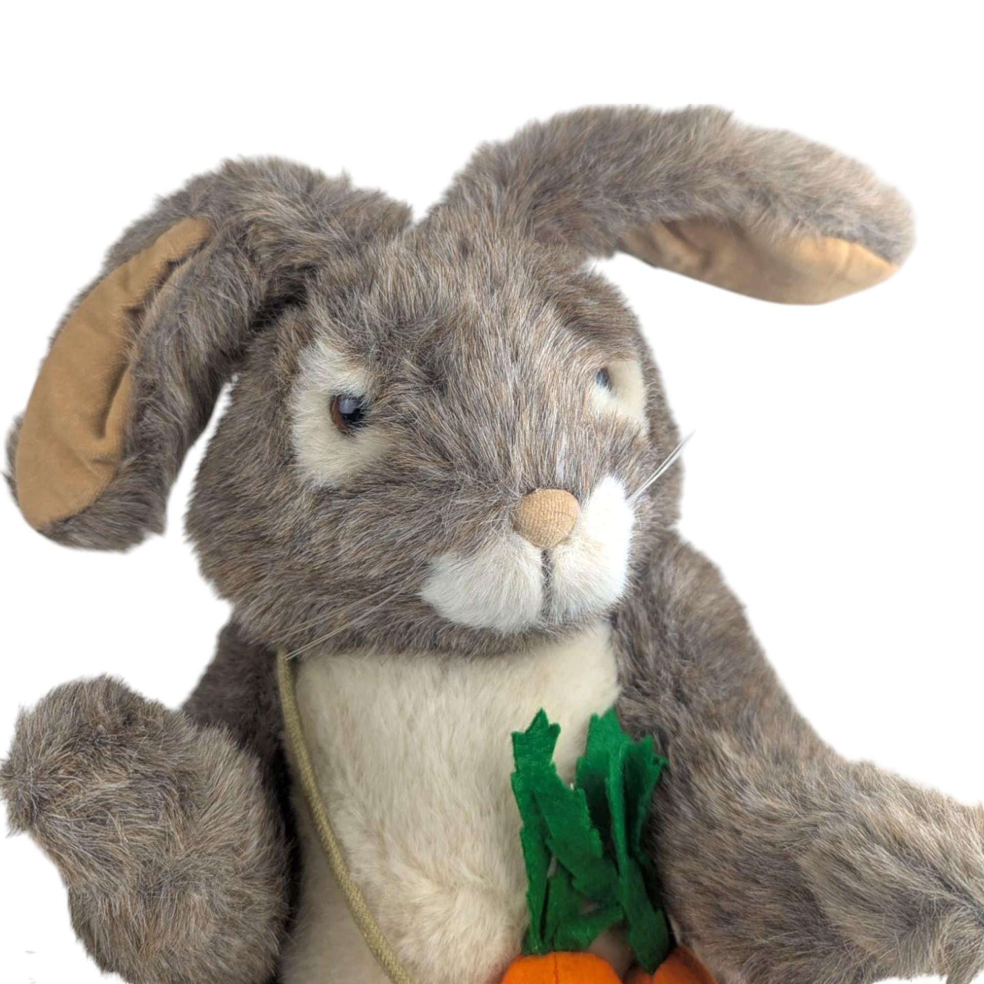 1983 Dakin Rabbit Plush with Carrots, Vintage Easter Bunny Stuffed Animal, 80s Nursery Decor, Woodland Animal, Spring Decoration