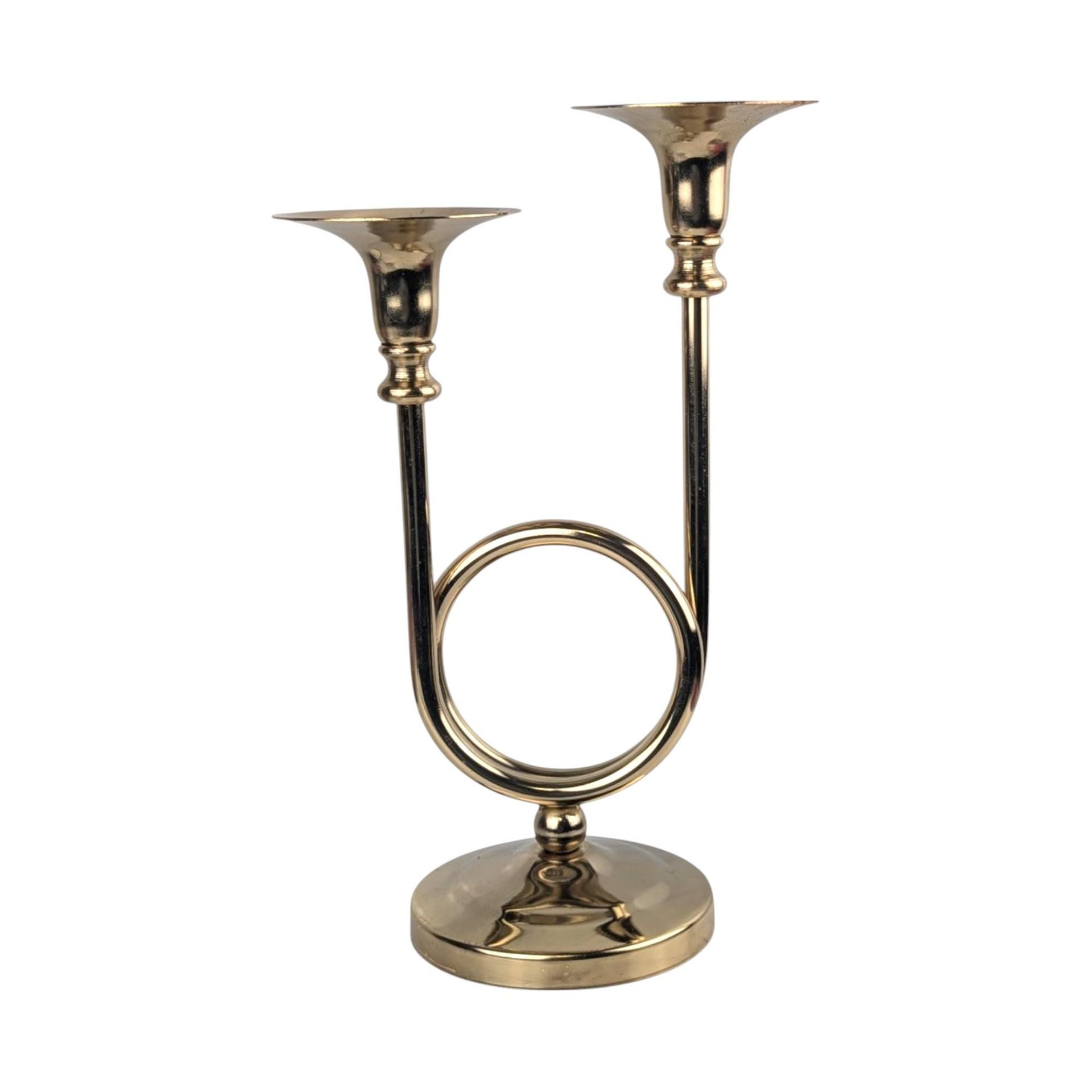 Vintage Brass Double Taper Candle Holder, Unique Mid-Century Candleabra, Decorative Brass Candle Stand, Gift for Home Decor Enthusiasts