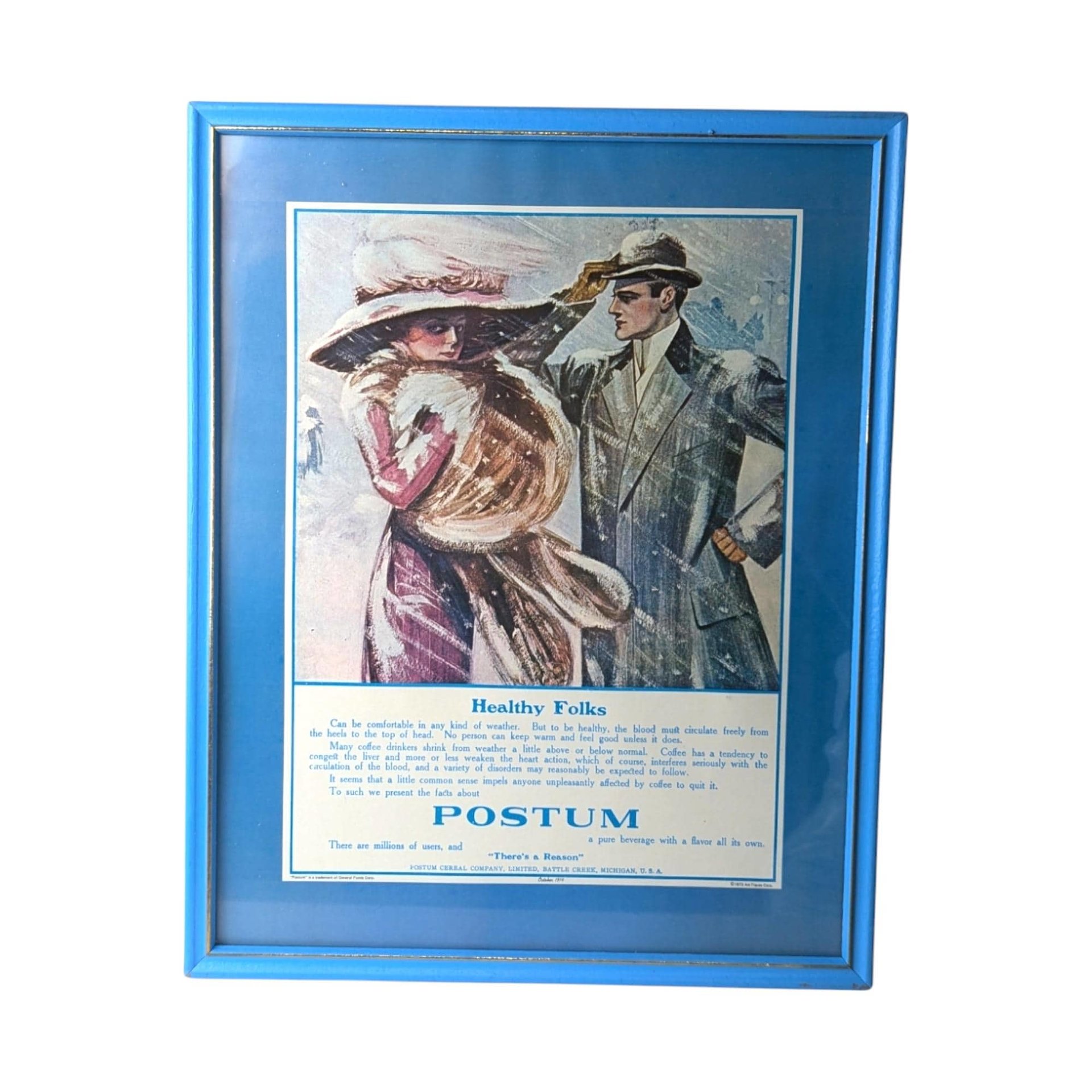 Set of 3 Vintage Framed Ad Prints, Black Jack Gum, Maxwell House Coffee, Postum Beverage, Retro Decor, Advertising Art