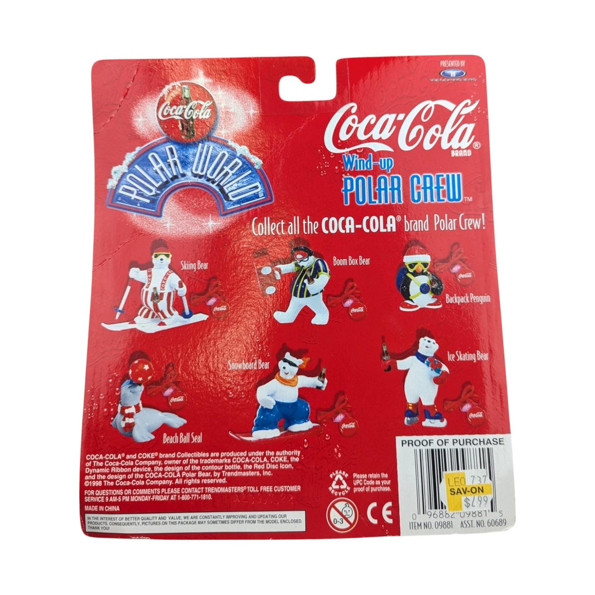 Vintage Coca Cola Polar Bear Snowboard Toy & 1993 Die-Cast Metal Truck Bank, New in Box, Collectible Coca Cola Memorabilia