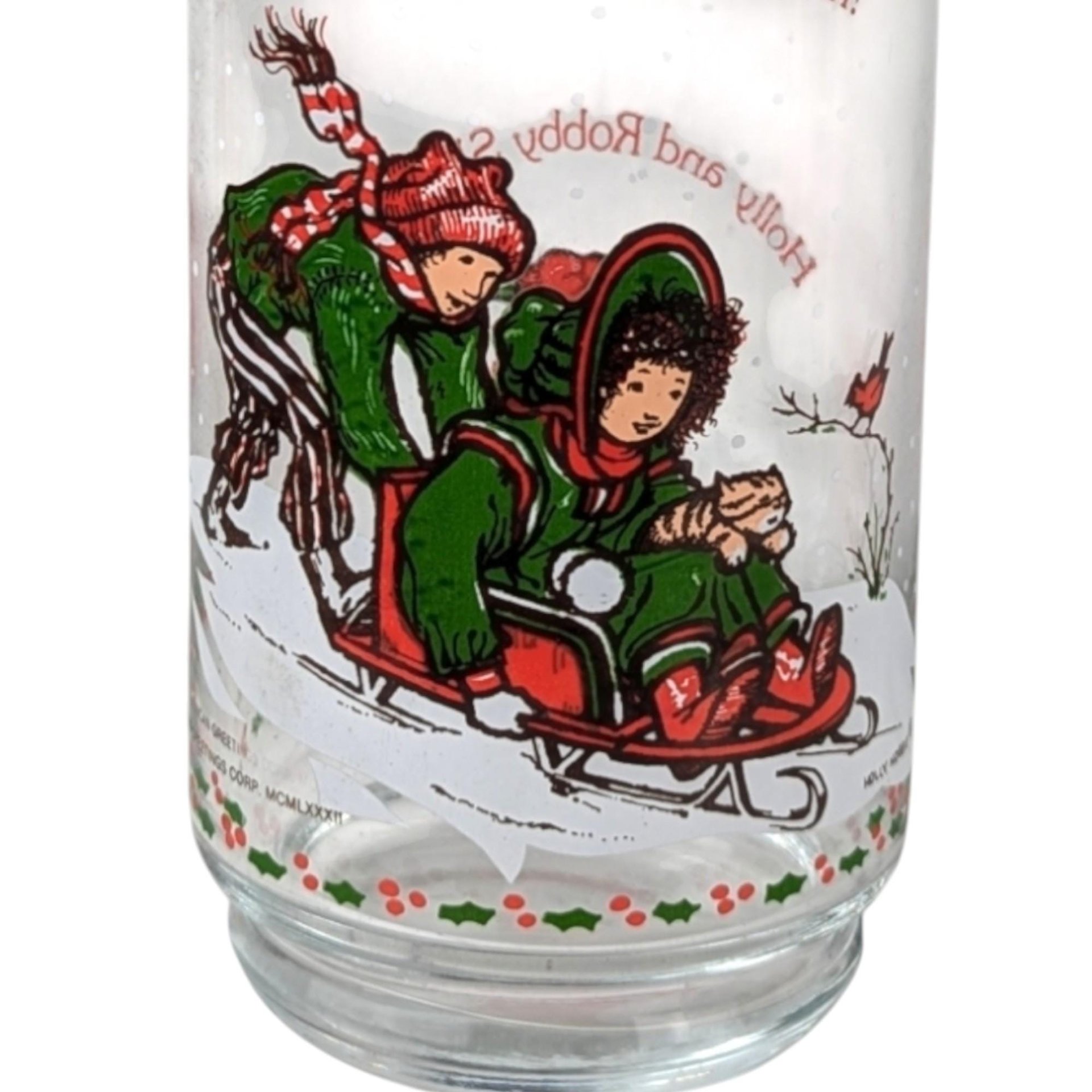 1982 Coca Cola Holly Hobbie Christmas Glasses, Vintage Set of 4 Collectible Holiday Drinkware, Gift for Nostalgia Lovers
