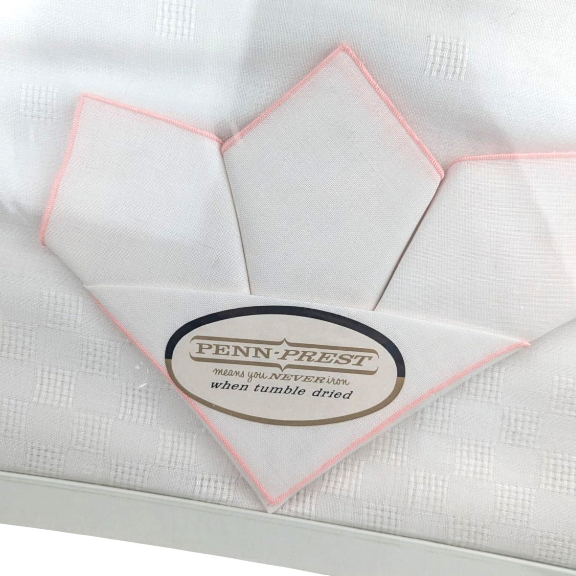 Vintage Penn Prest Tablecloth Set NOS, New Old Stock JCPenney Linens with Napkins, Mid Century White Damask Tablecloth in Box