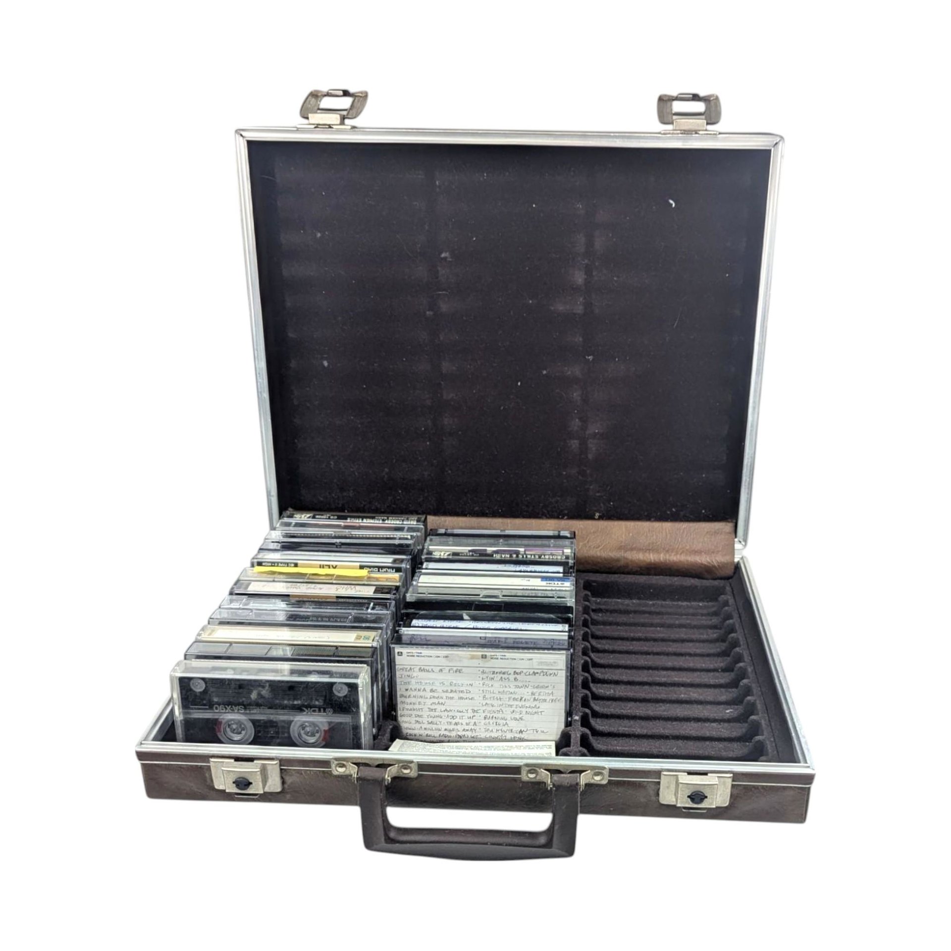 Vintage Cassette Tape Holder Briefcase, 1980s Audio Storage Case for 36 Tapes with Key, Analog Mixtape Carrying Case